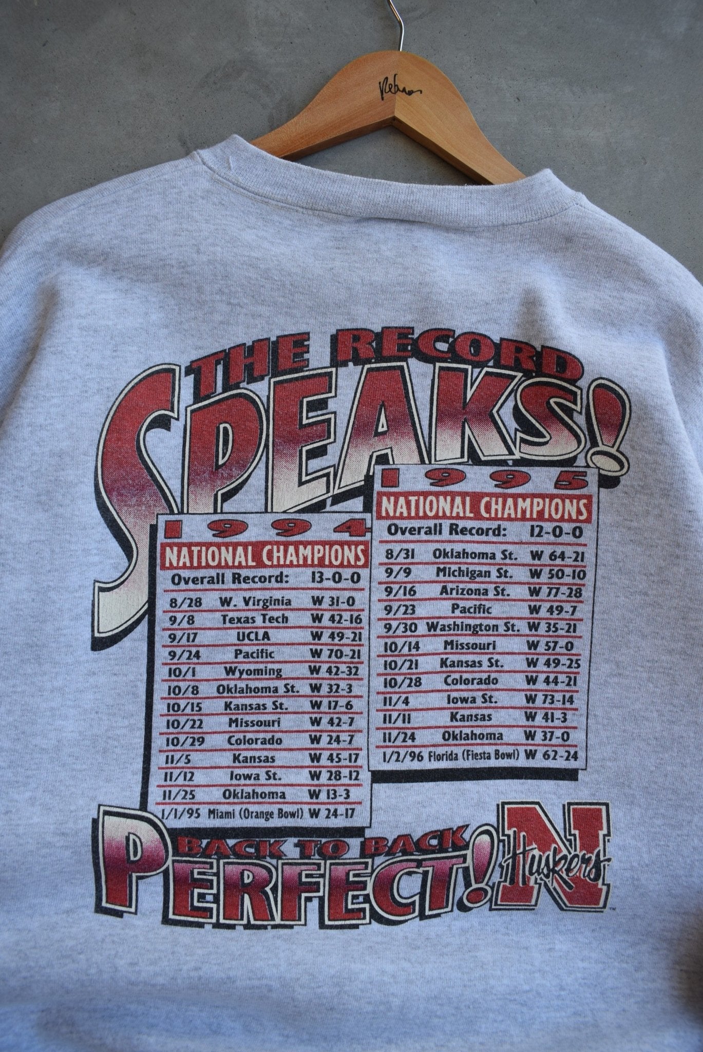 University of Nebraska Football Crewneck — 1995 (L) - Retrospective Store