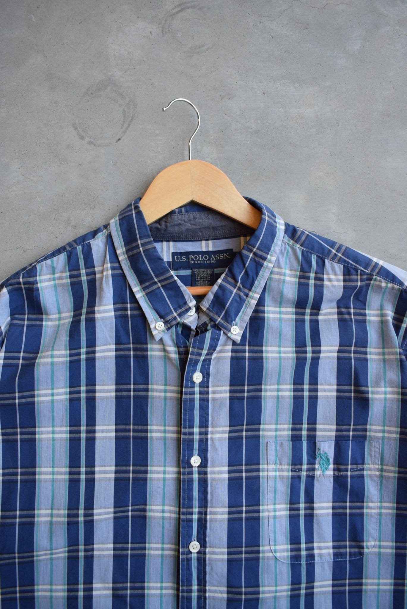 U.S. Polo Assn Blue Cropped Button Up — 2000s (XXL) - Retrospective Store