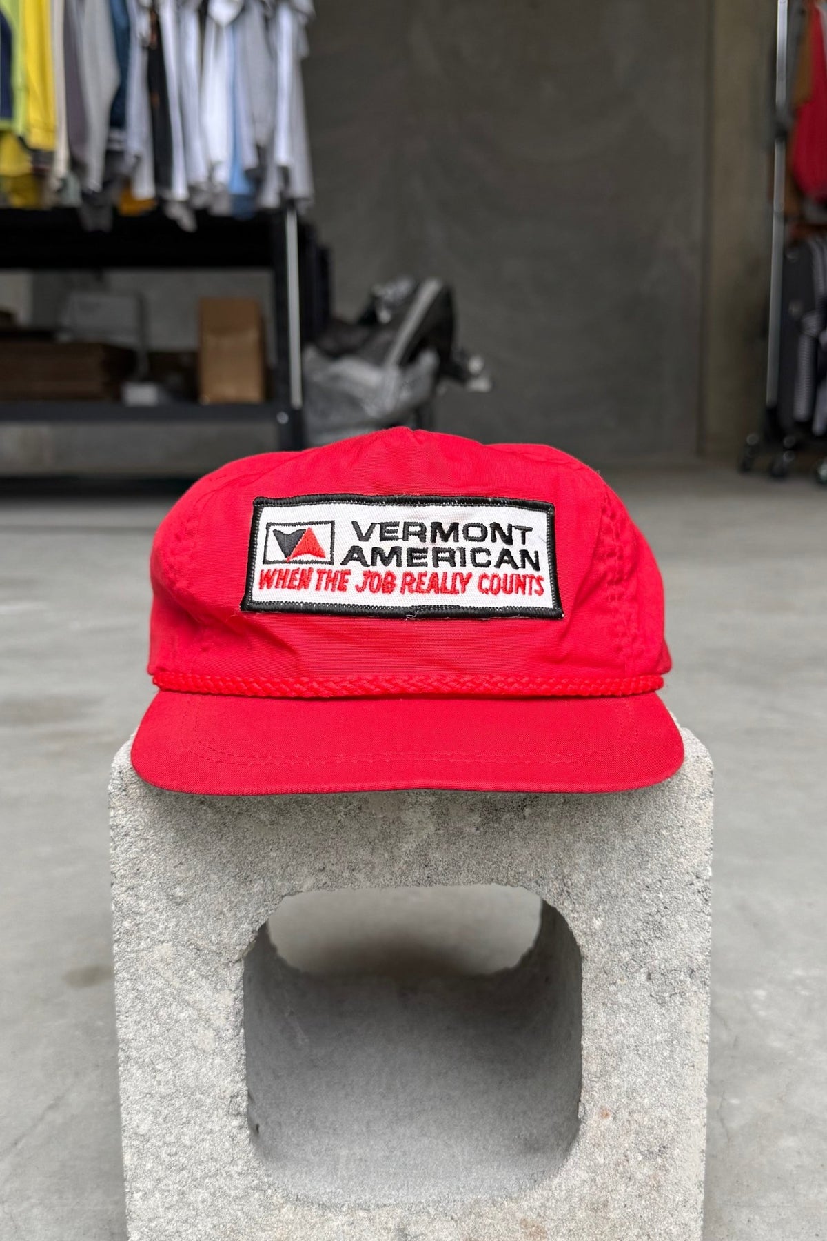 Vermont American Red Embroidered Hat — 1990s - Retrospective Store