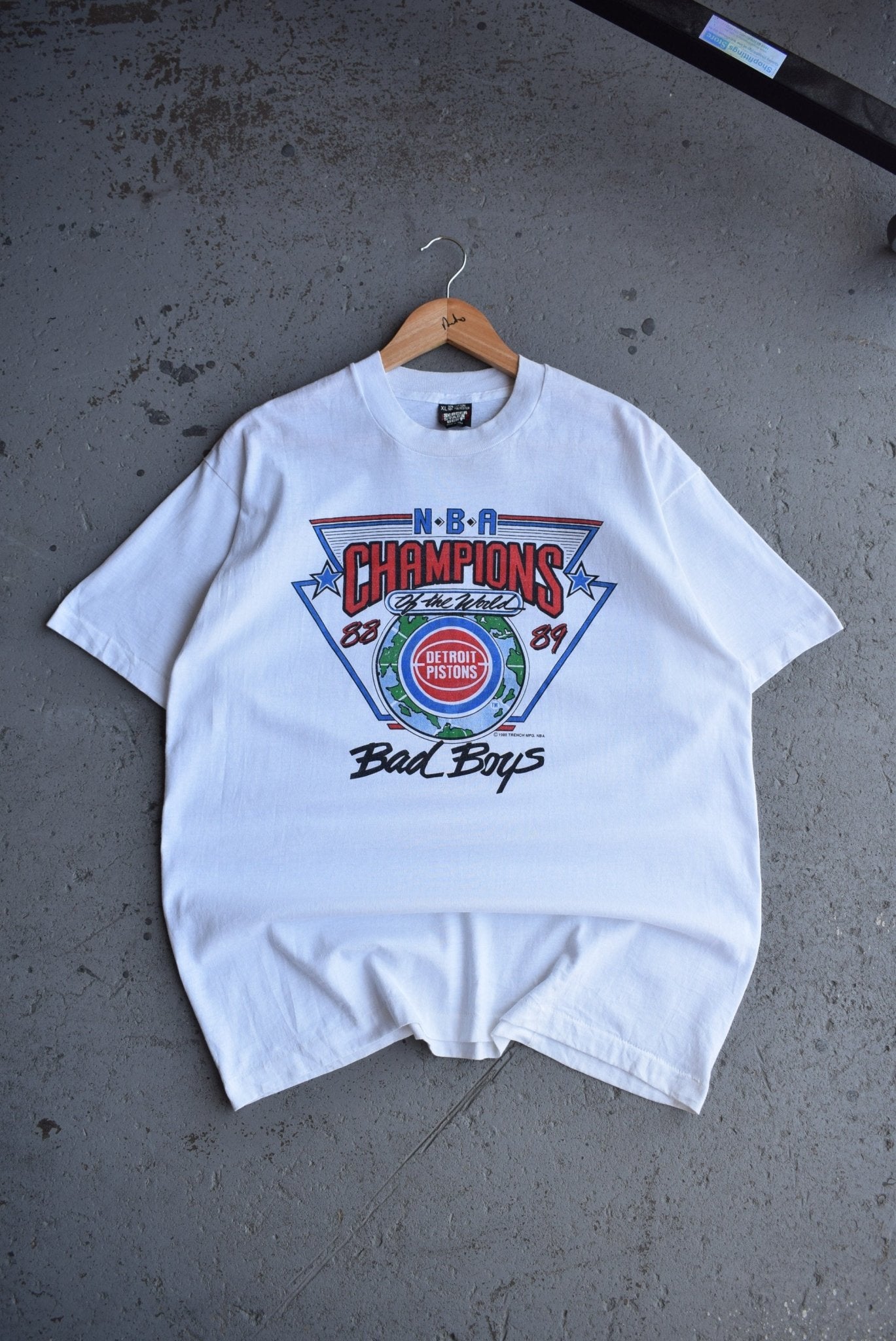 Vintage 1989 NBA Detroit Pistons Champions Bad Boys Tee (L) - Retrospective Store