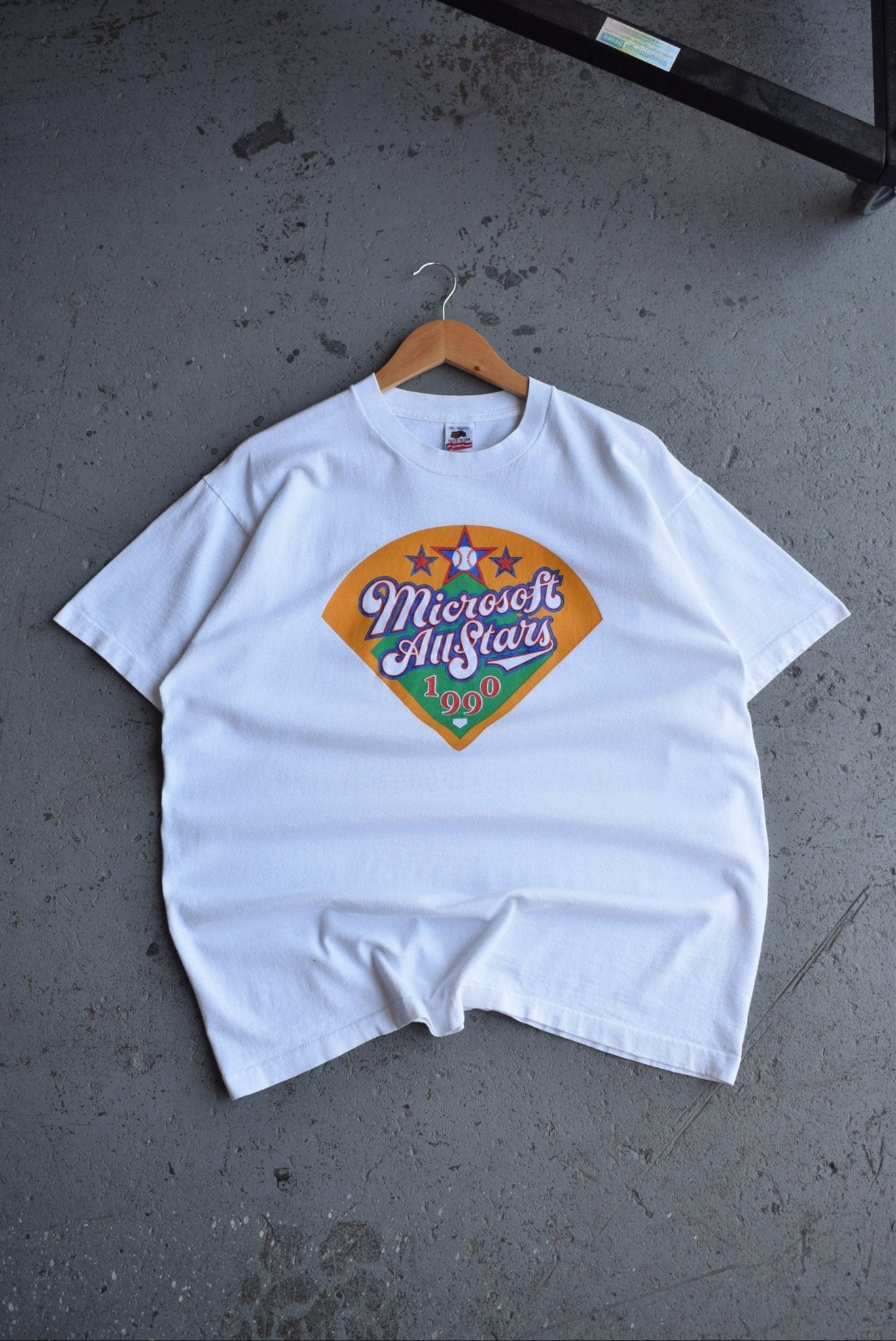 Vintage 1990 Microsoft All Stars Baseball Tee (XL) - Retrospective Store