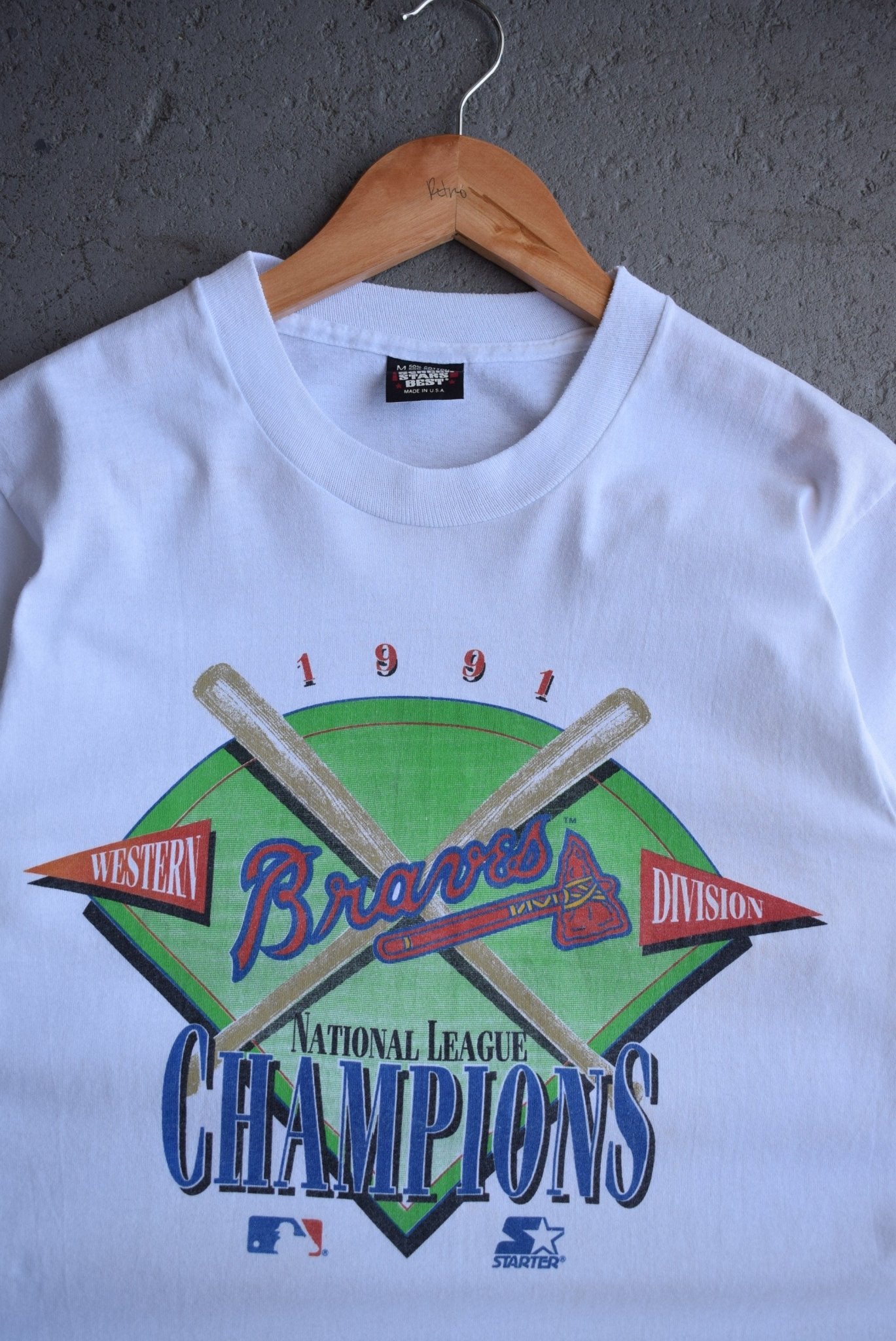 Vintage 1991 Starter x MLB Atlanta Braves Champions Tee (S) - Retrospective Store