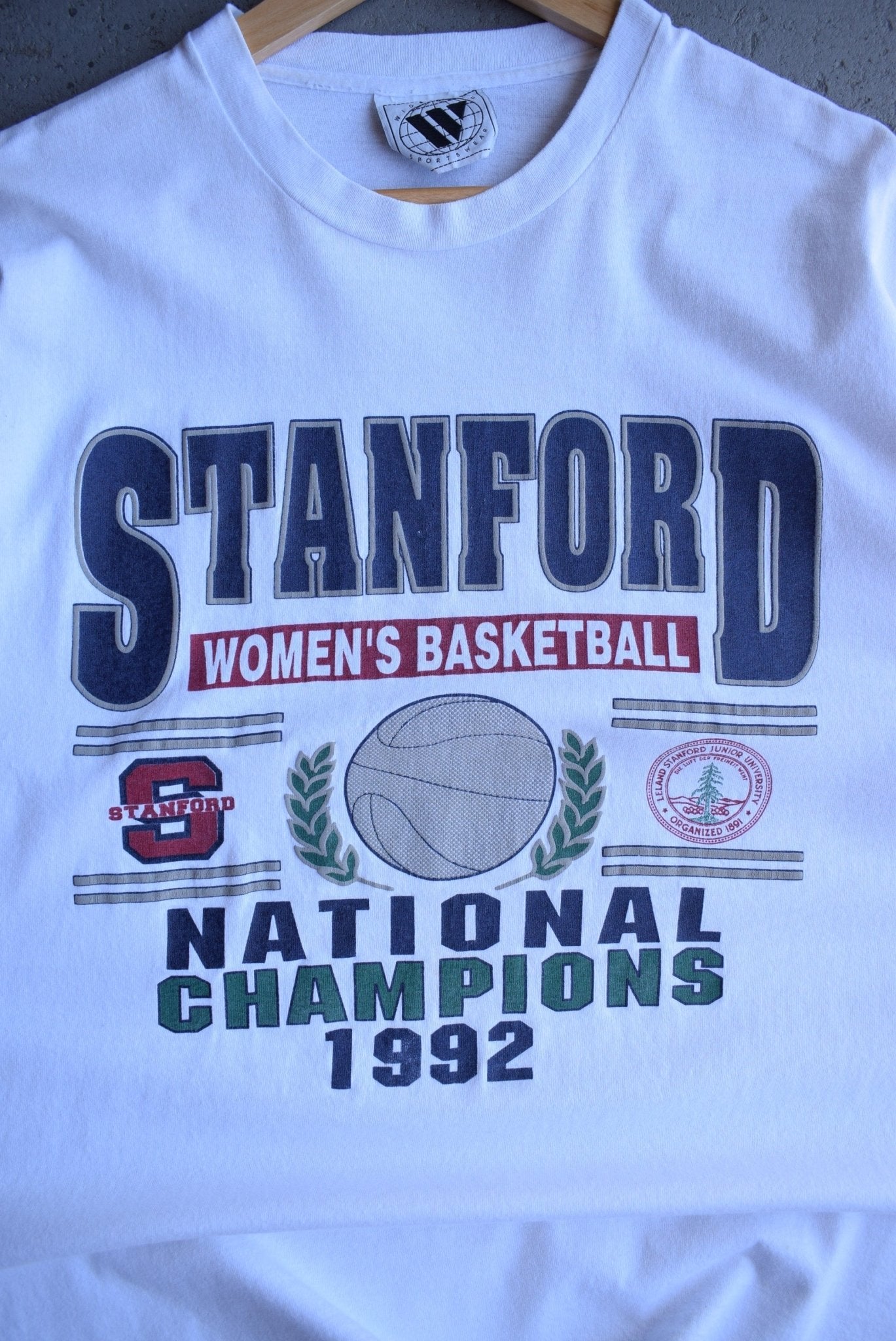 Vintage 1992 Stanford University Women's Basketball National Champions Tee (XL) - Retrospective Store