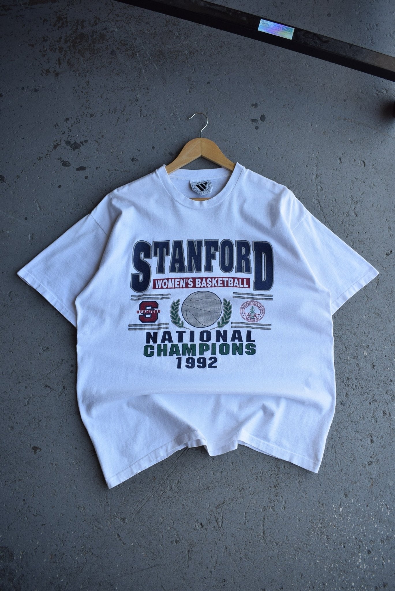 Vintage 1992 Stanford University Women's Basketball National Champions Tee (XL) - Retrospective Store
