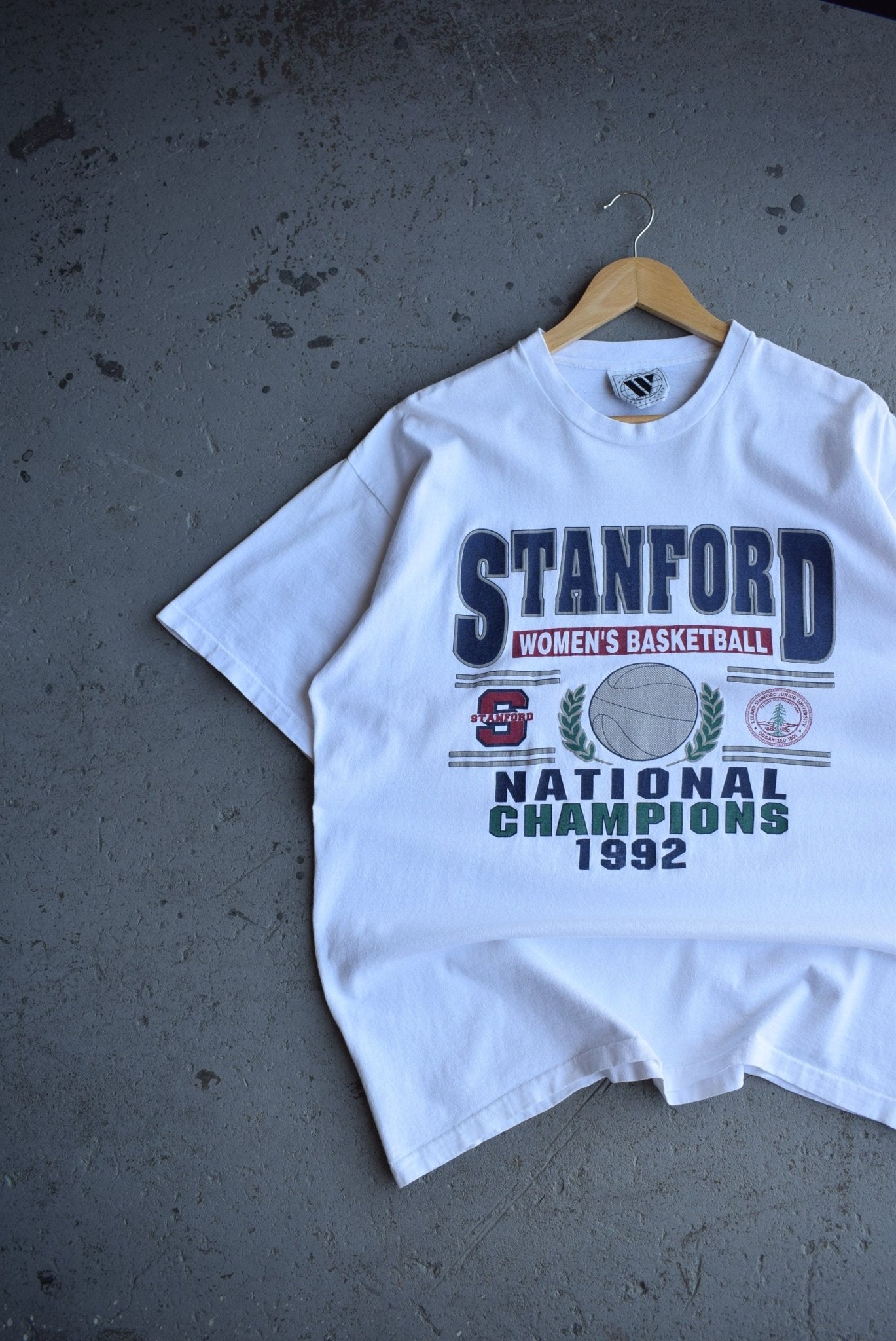 Vintage 1992 Stanford University Women's Basketball National Champions Tee (XL) - Retrospective Store
