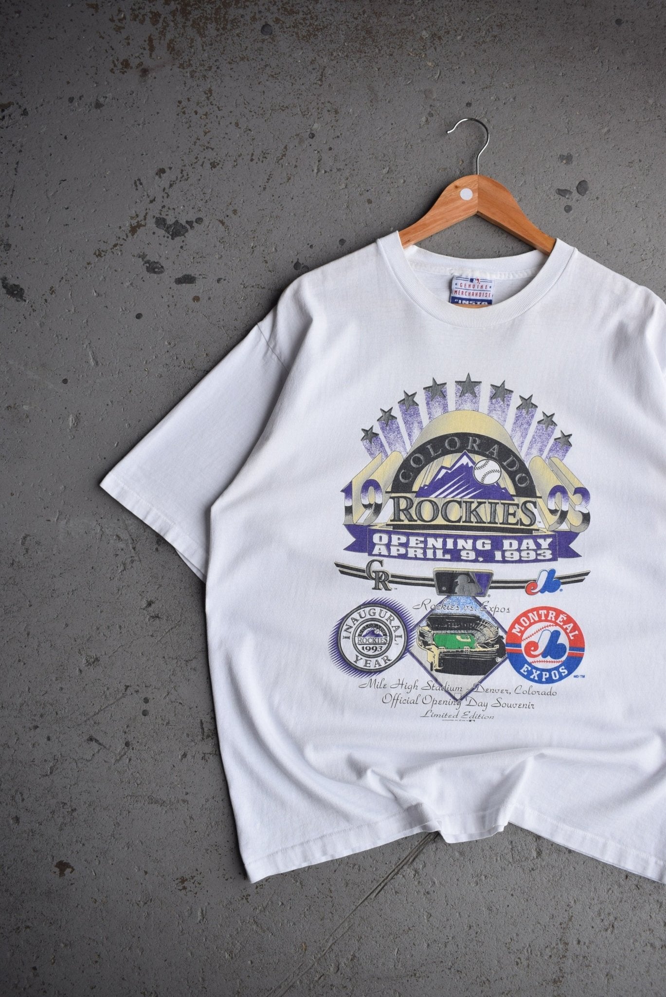 Vintage 1993 MLB Colorado Rockies Opening Day Tee (L) - Retrospective Store