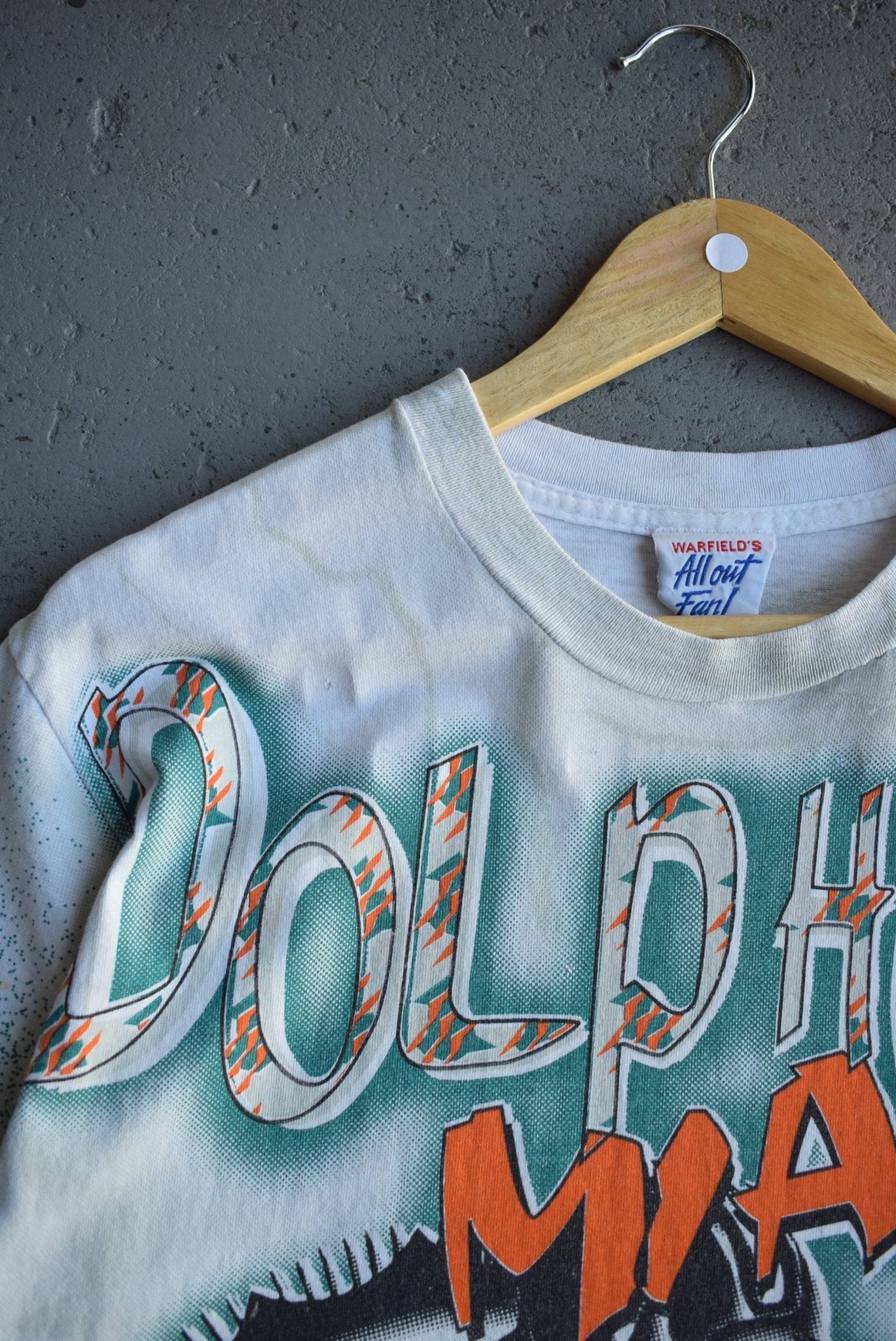Vintage 1995 NFL Miami Dolphins All Over Print Tee (M) - Retrospective Store