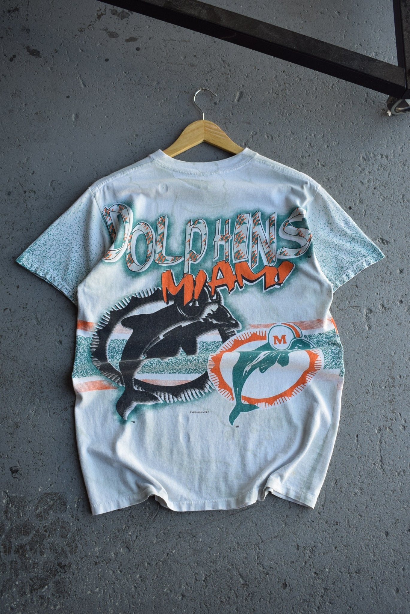 Vintage 1995 NFL Miami Dolphins All Over Print Tee (M) - Retrospective Store