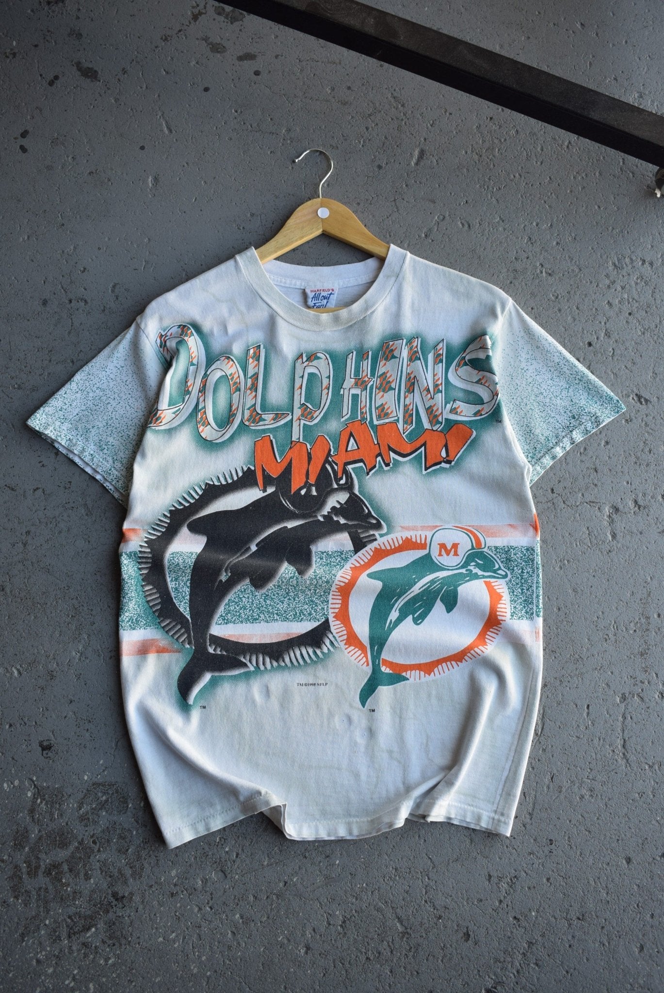 Vintage 1995 NFL Miami Dolphins All Over Print Tee (M) - Retrospective Store