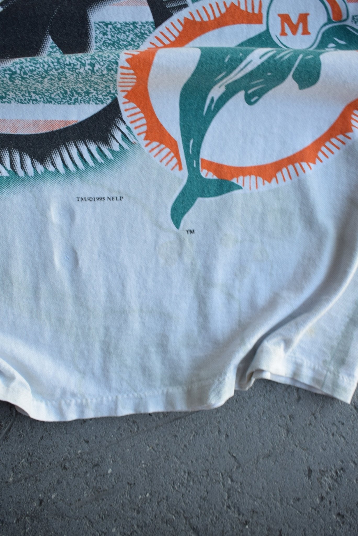 Vintage 1995 NFL Miami Dolphins All Over Print Tee (M) - Retrospective Store