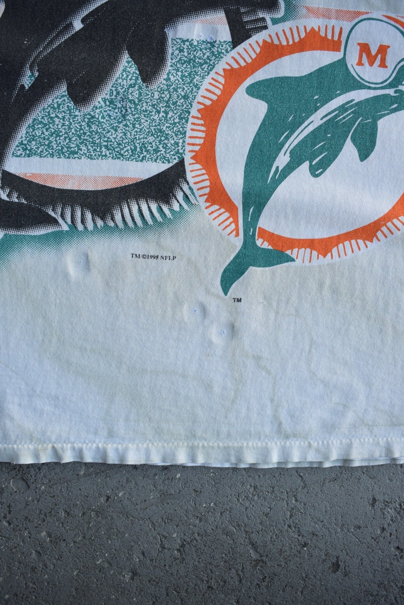 Vintage 1995 NFL Miami Dolphins All Over Print Tee (M) - Retrospective Store
