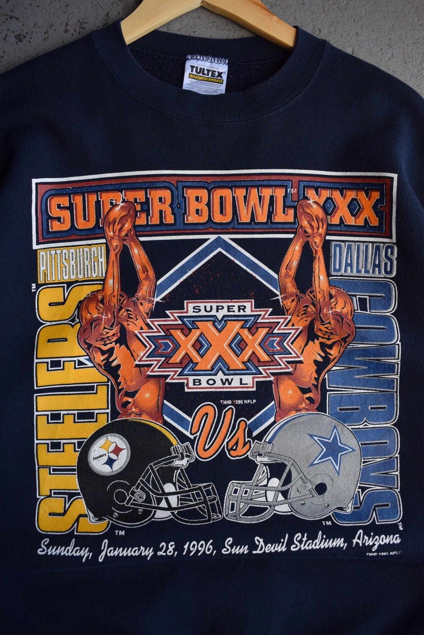 Vintage 1995 NFL Steelers vs. Cowboys Superbowl XXX Crewneck (M) - Retrospective Store