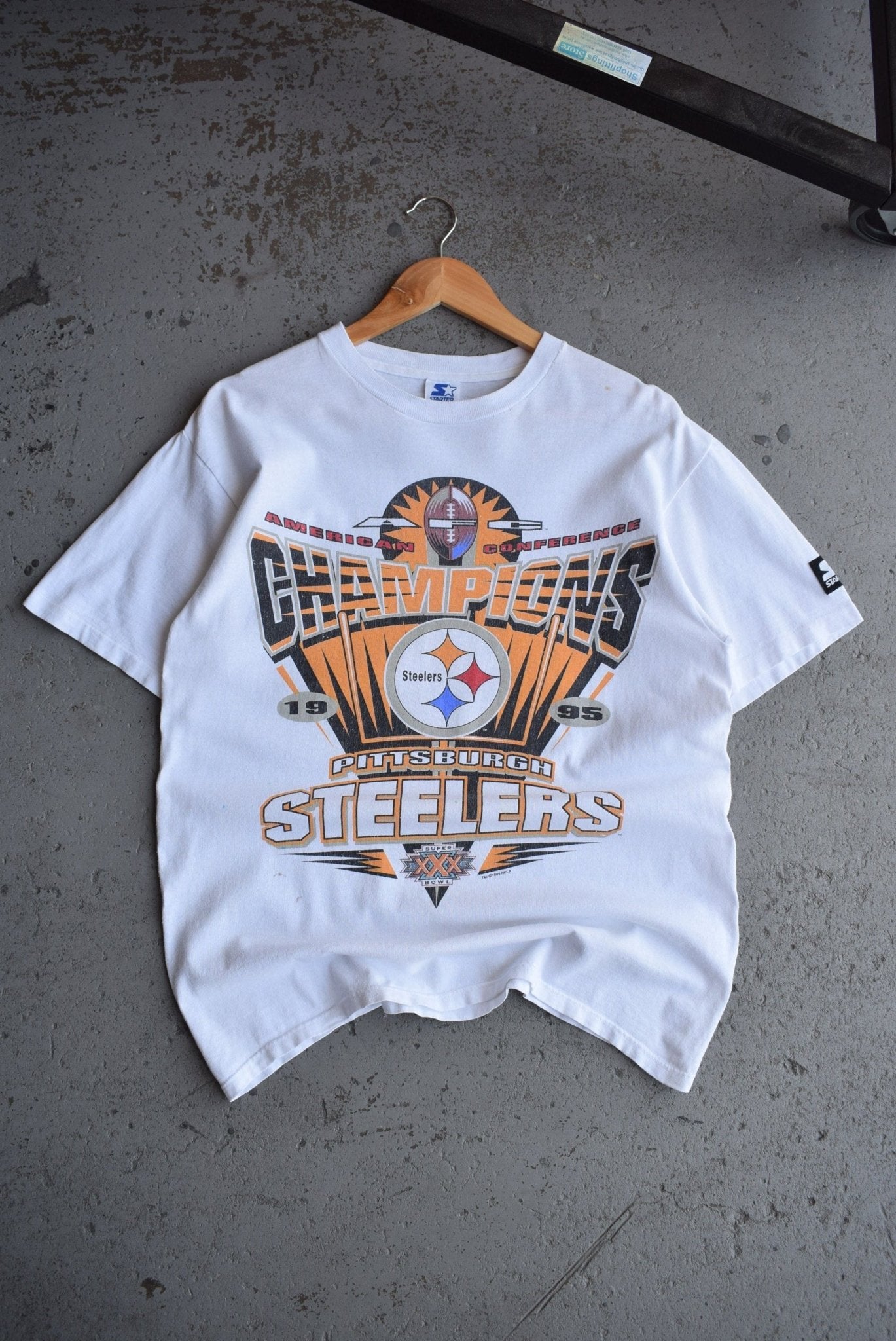 Vintage 1995 Starter x NFL Pittsburgh Steelers AFC Champions Tee (M) - Retrospective Store