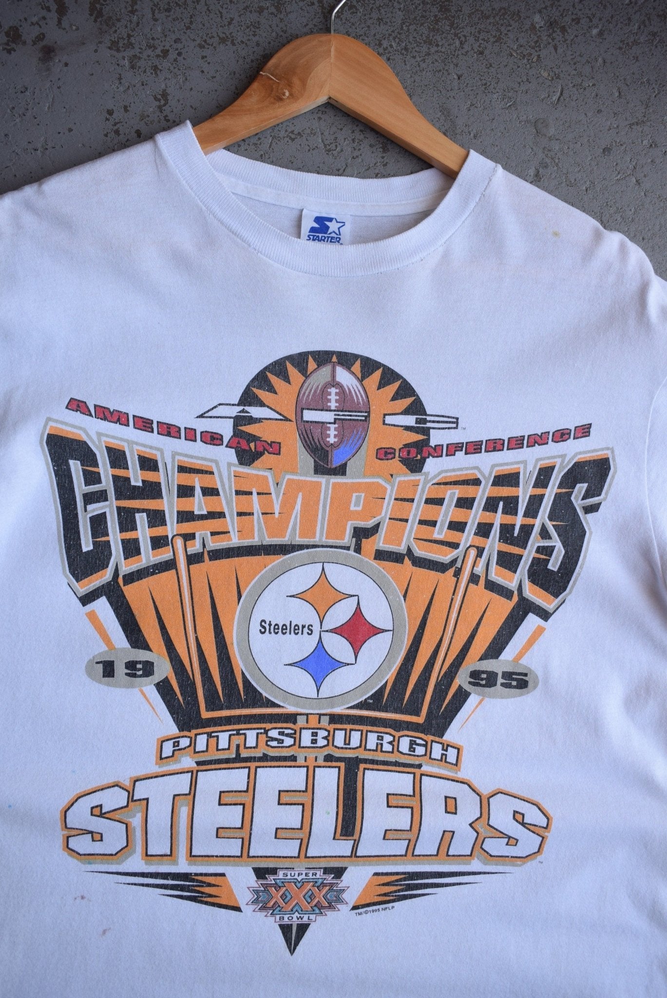 Vintage 1995 Starter x NFL Pittsburgh Steelers AFC Champions Tee (M) - Retrospective Store