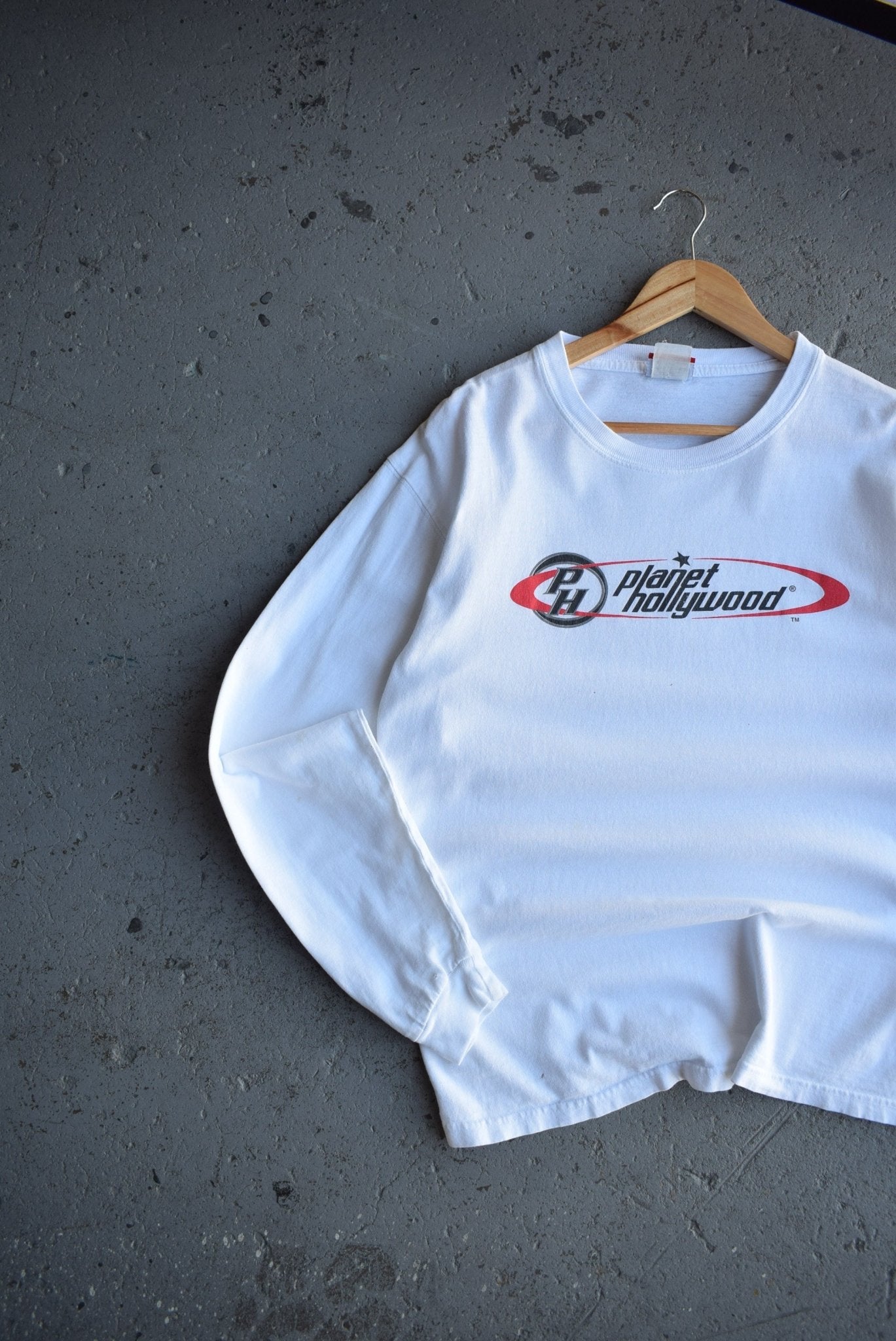 Vintage 1998 Planet Hollywood Spellout Long Sleeve Tee (M) - Retrospective Store
