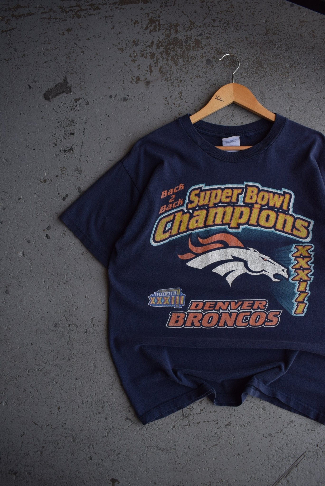 Vintage 1999 NFL Denver Broncos Superbowl XXXIII Champions Tee (L) - Retrospective Store