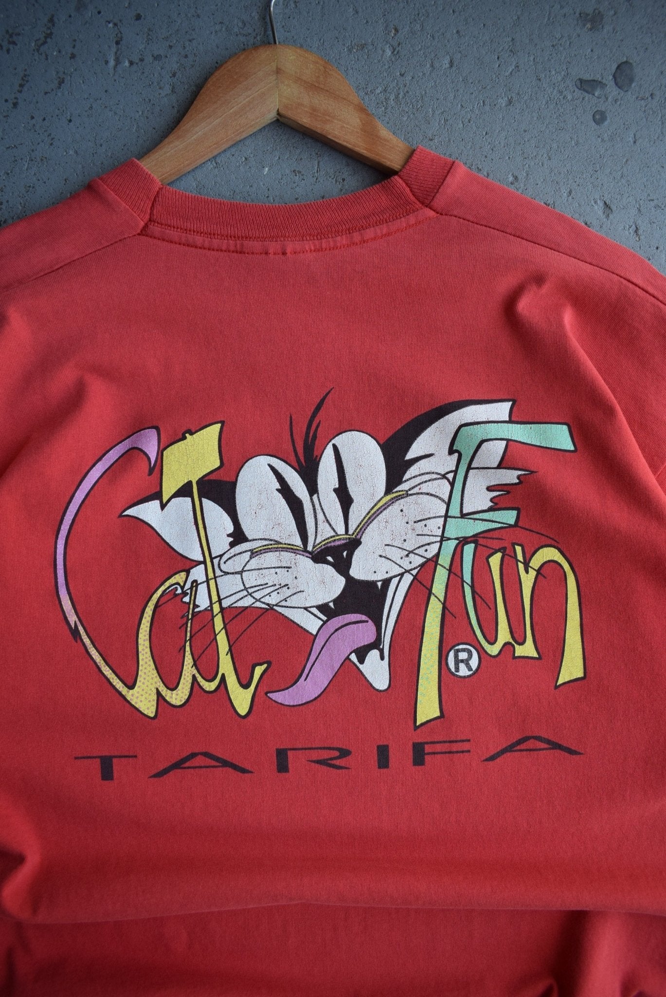 Vintage 80s Cat Fun Surfwear Tee (L) - Retrospective Store