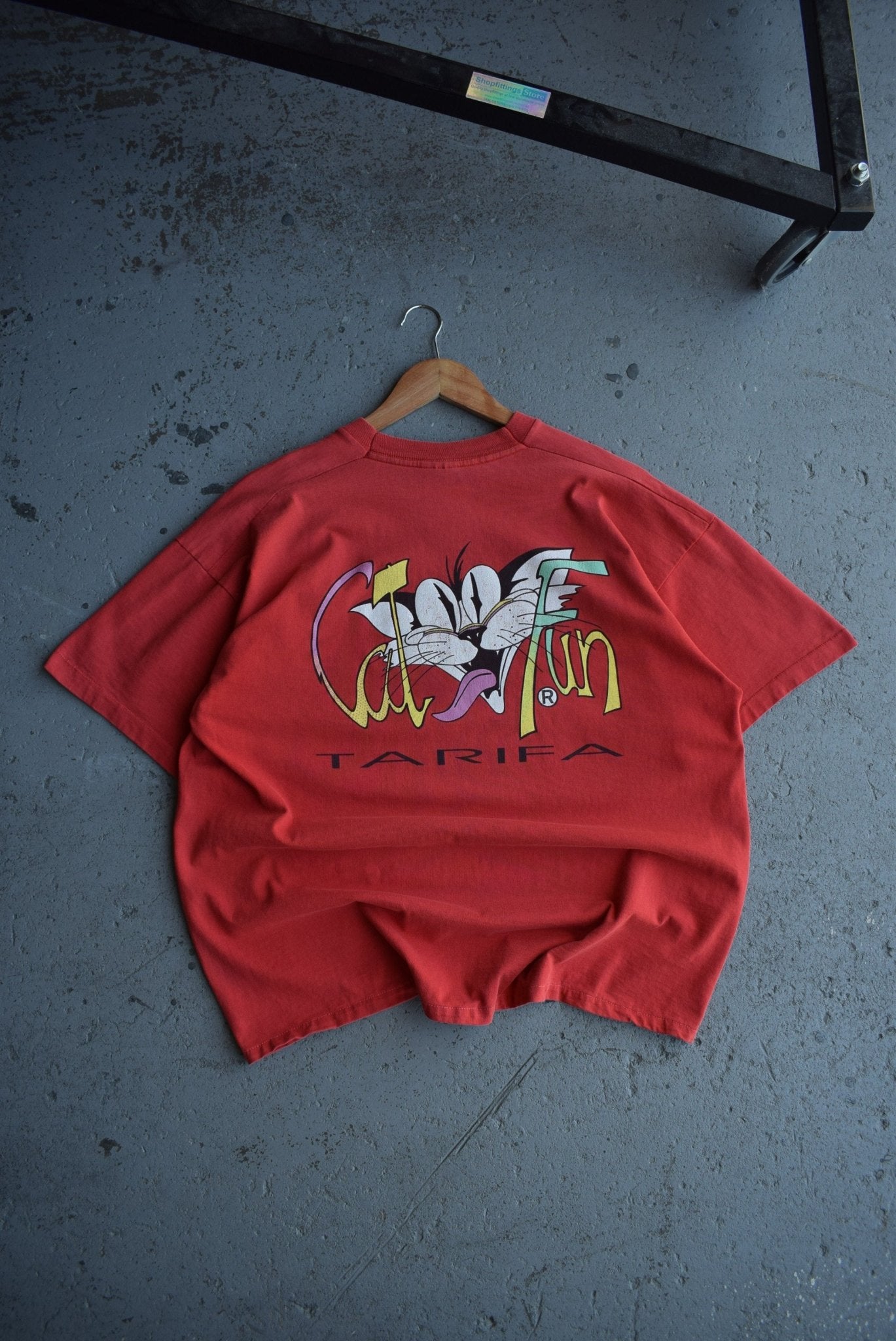 Vintage 80s Cat Fun Surfwear Tee (L) - Retrospective Store