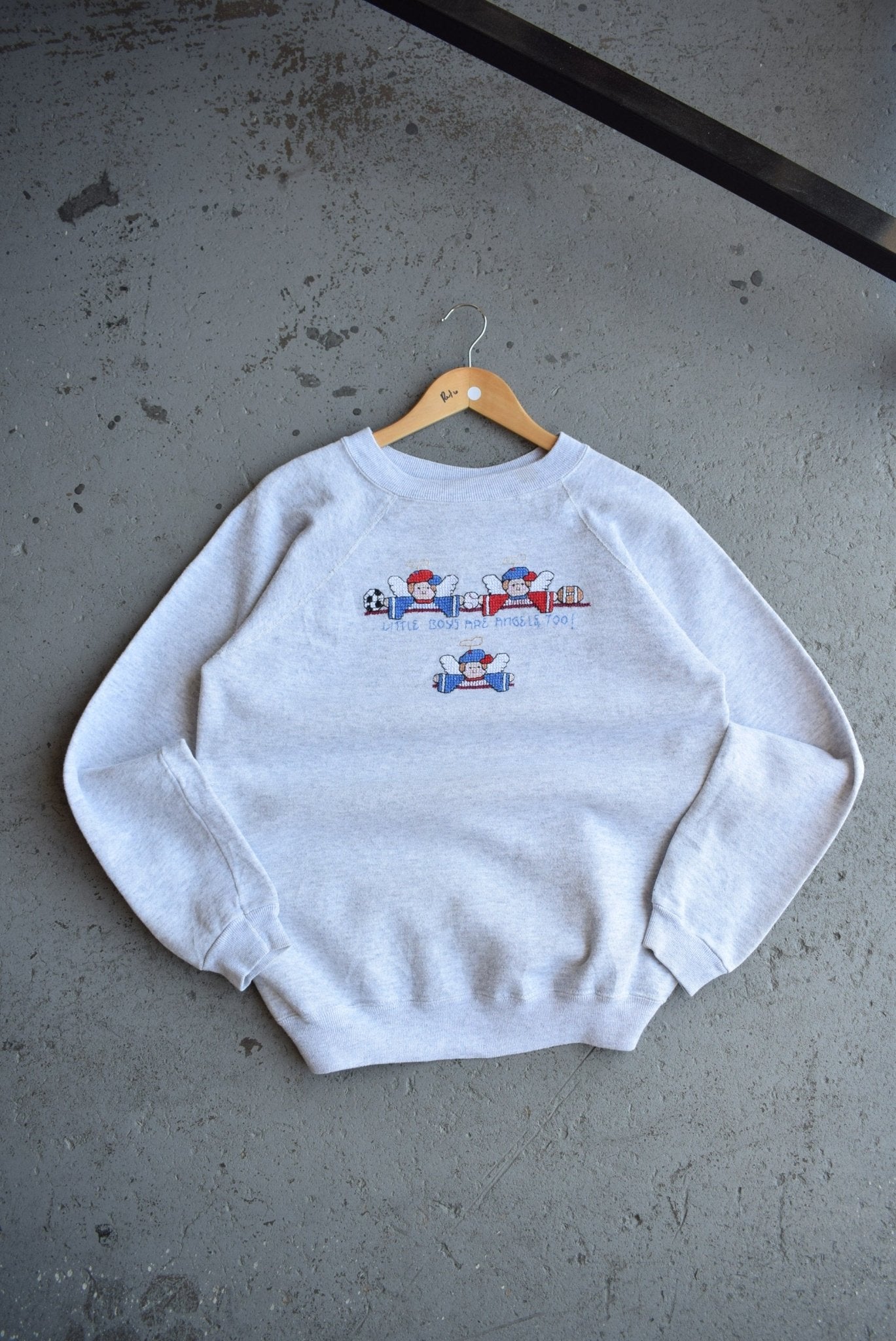 Vintage 80s 'Little Boys Are Angles Too' Knitted Crewneck (M) - Retrospective Store