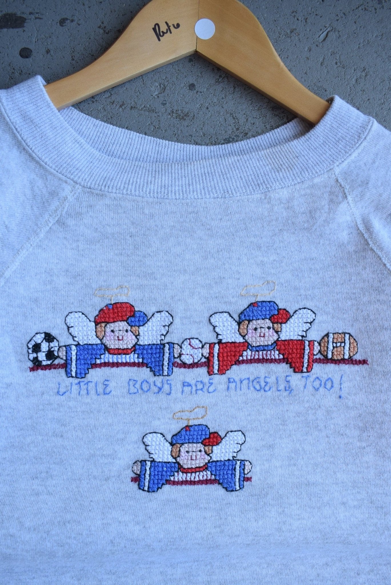Vintage 80s 'Little Boys Are Angles Too' Knitted Crewneck (M) - Retrospective Store