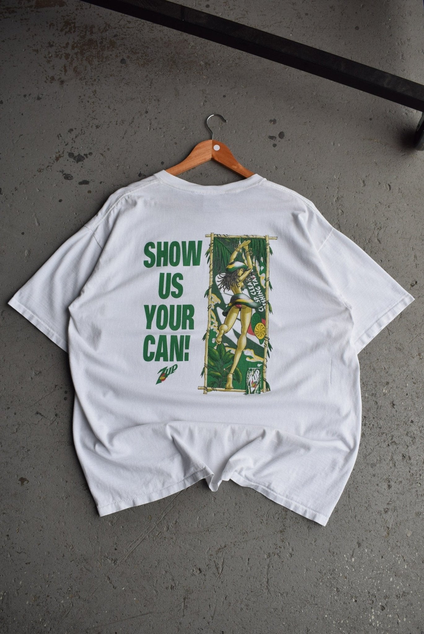 Vintage 90s 7 Up 'Show Us Your Can!' Tee (XL) - Retrospective Store