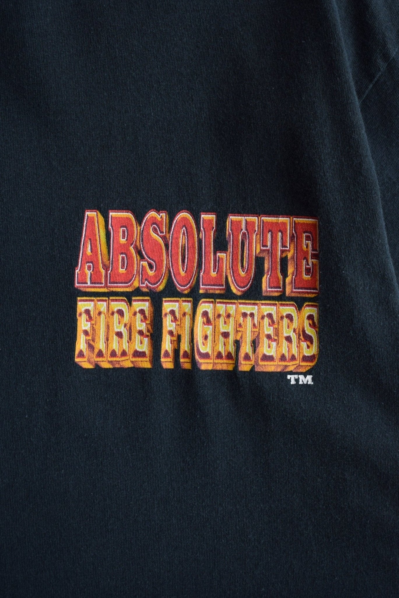 Vintage 90s Absolute Fire Fighters Graphic Tee (L) - Retrospective Store