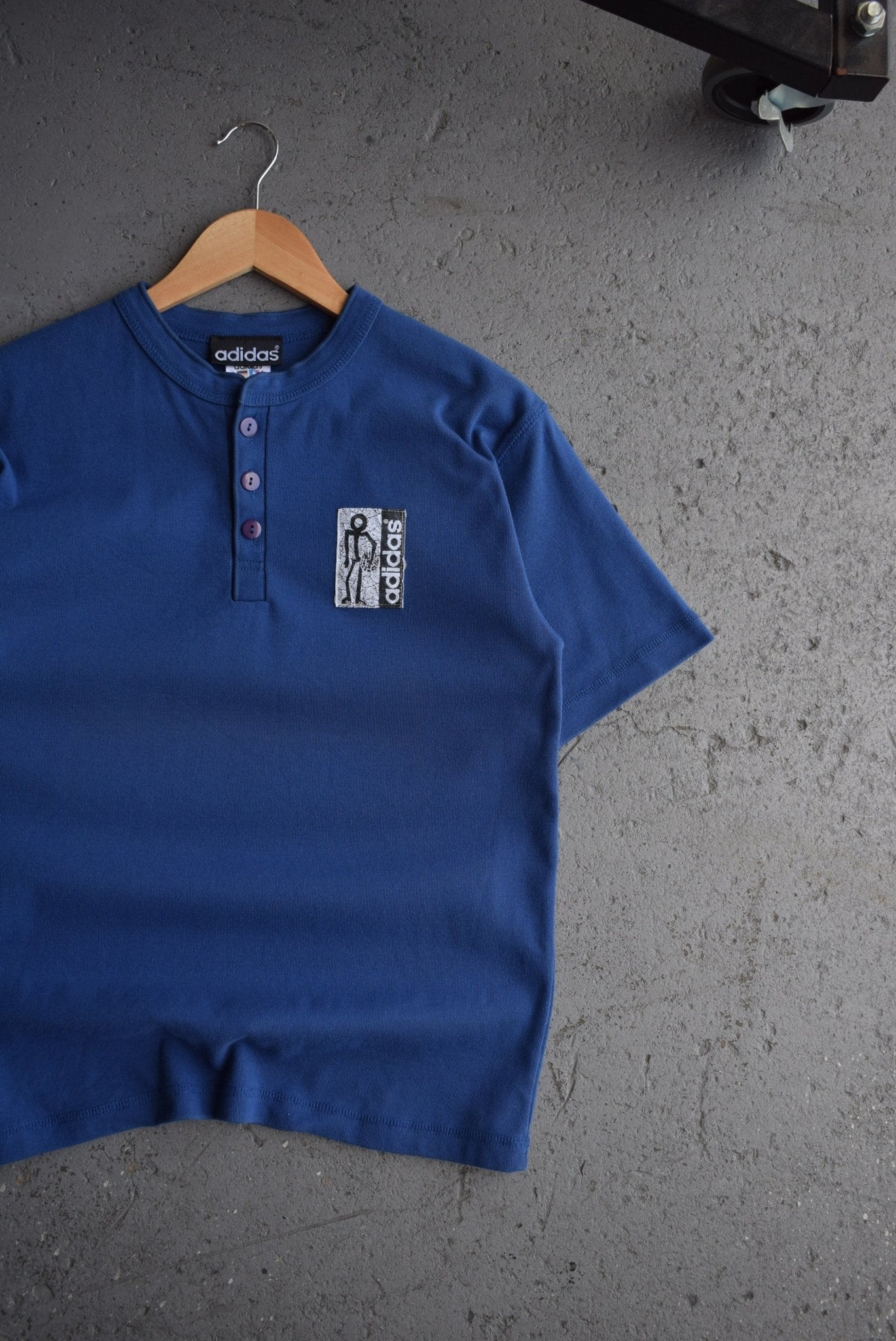 Vintage 90s Adidas Basketball Quarter Button Tee (S) - Retrospective Store