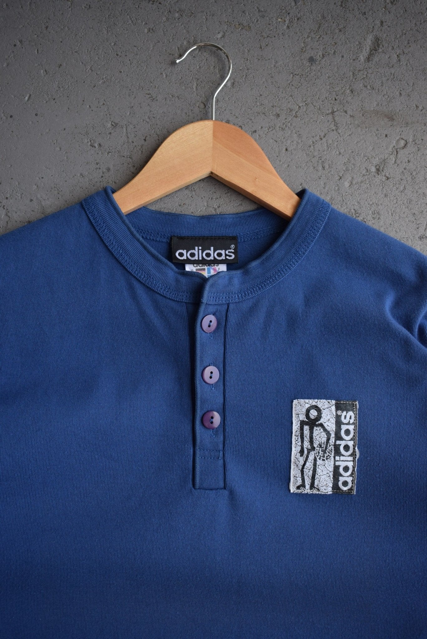 Vintage 90s Adidas Basketball Quarter Button Tee (S) - Retrospective Store
