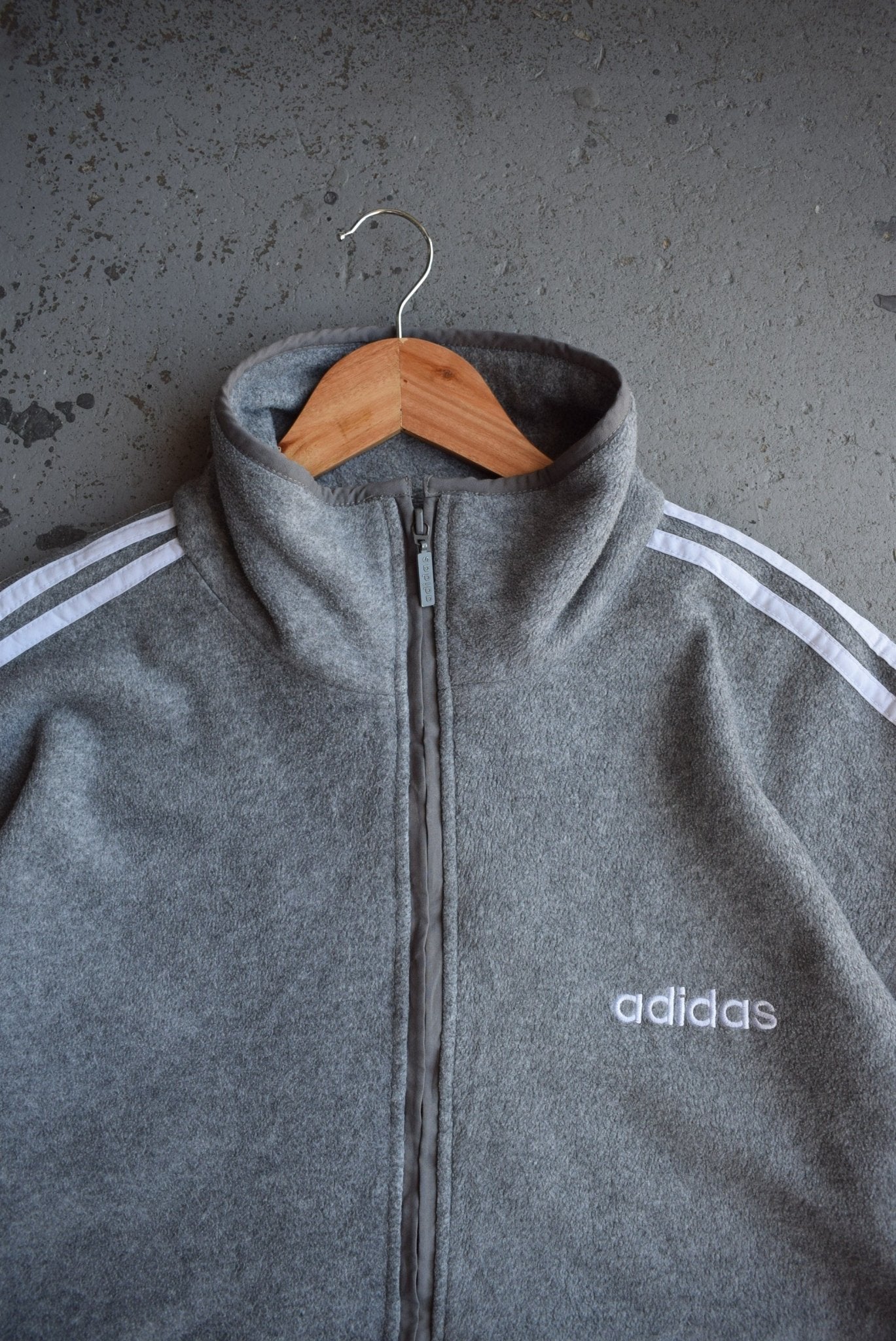 Vintage 90s Adidas Spellout Embroidered Fleece Jacket (XL) - Retrospective Store