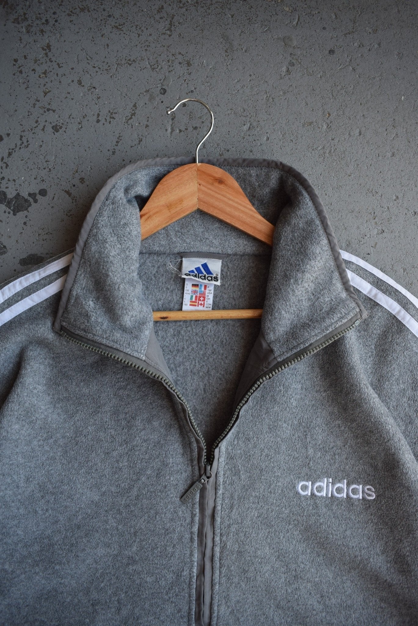 Vintage 90s Adidas Spellout Embroidered Fleece Jacket (XL) - Retrospective Store