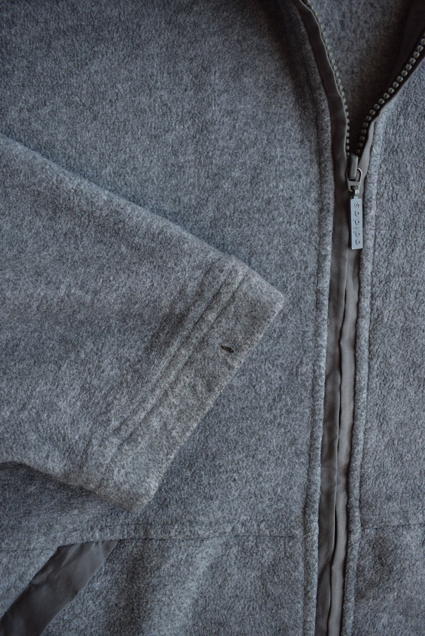 Vintage 90s Adidas Spellout Embroidered Fleece Jacket (XL) - Retrospective Store