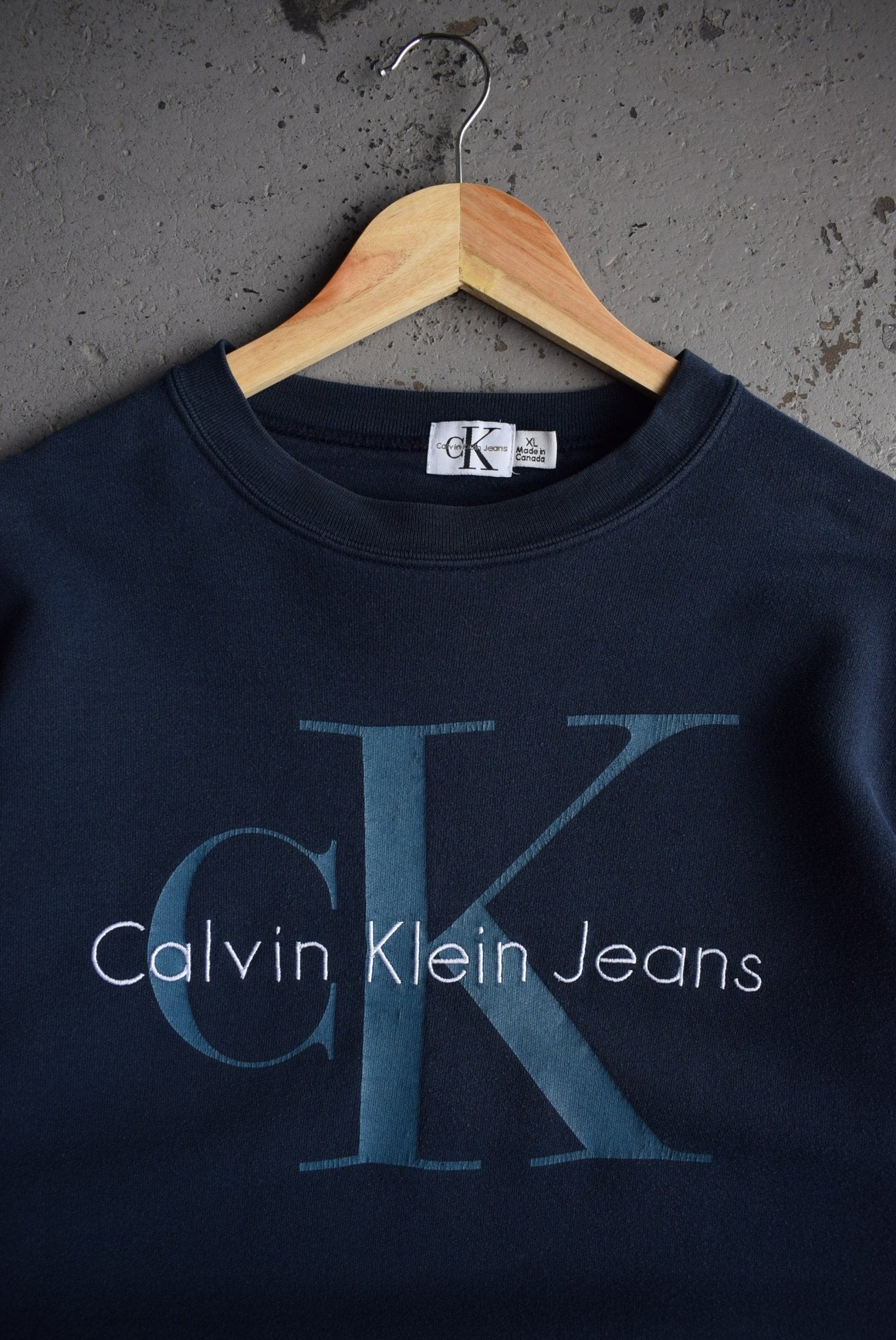 Vintage 90s Calvin Klein Jeans Spellout Crewneck (XL) - Retrospective Store
