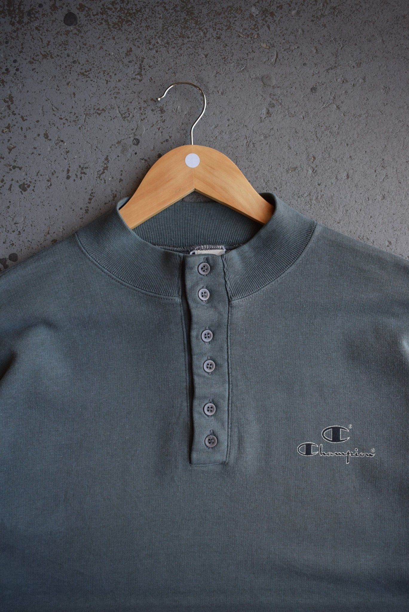 Vintage 90s Champion Spellout Quarter Button Sweater (L/XL) - Retrospective Store