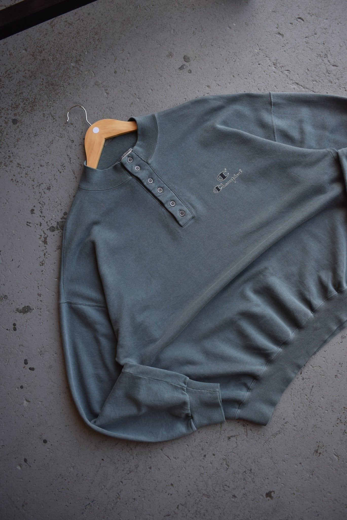 Vintage 90s Champion Spellout Quarter Button Sweater (L/XL) - Retrospective Store