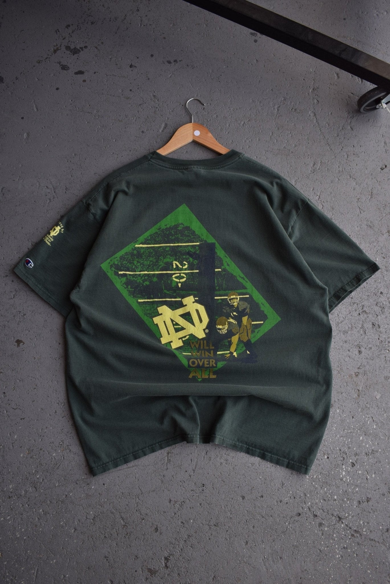 Vintage 90s Champion x University of Notre Dame Football Tee (XL) - Retrospective Store
