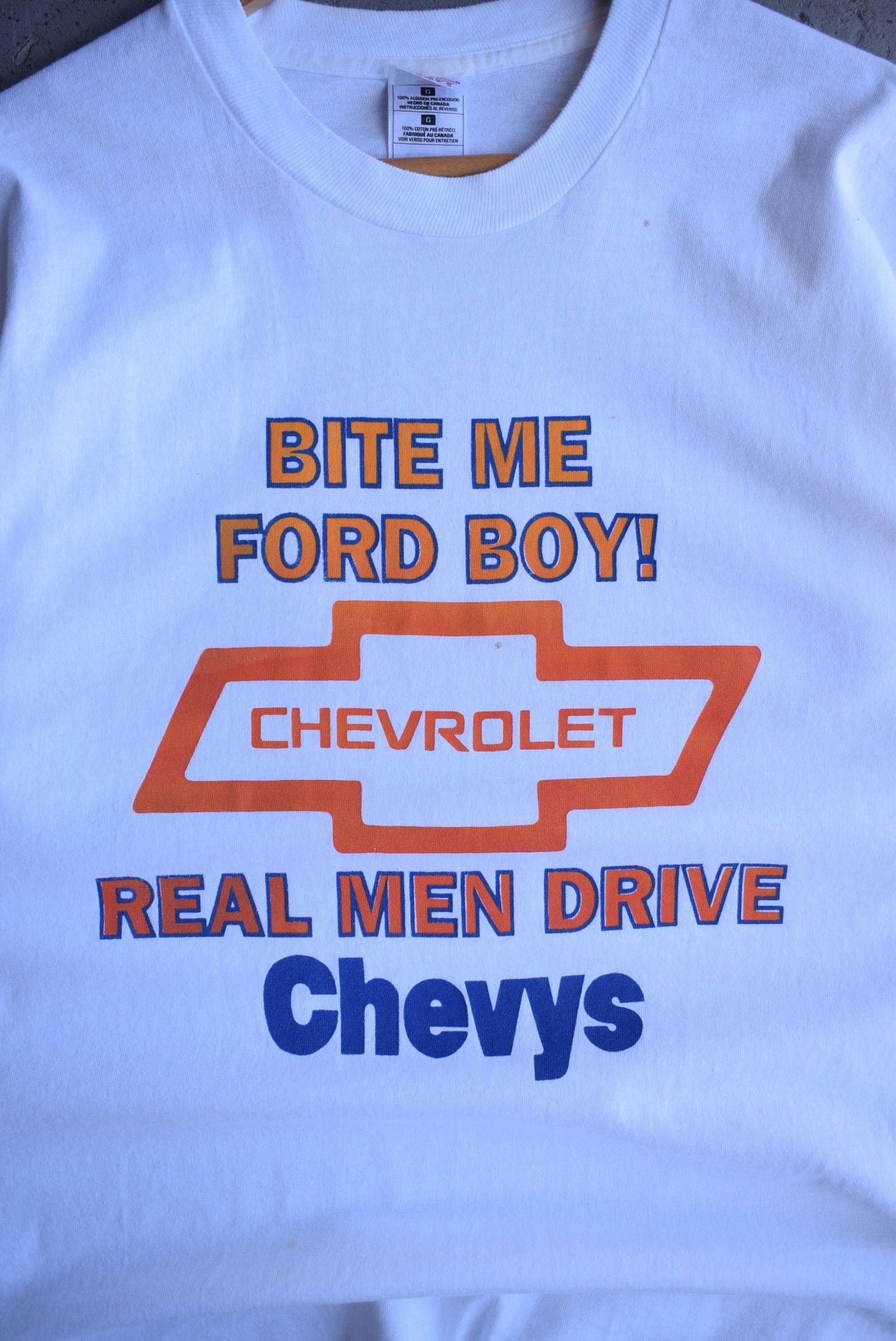 Vintage 90s Chevrolet 'Bite Me Ford Boy!' Tee (M) - Retrospective Store