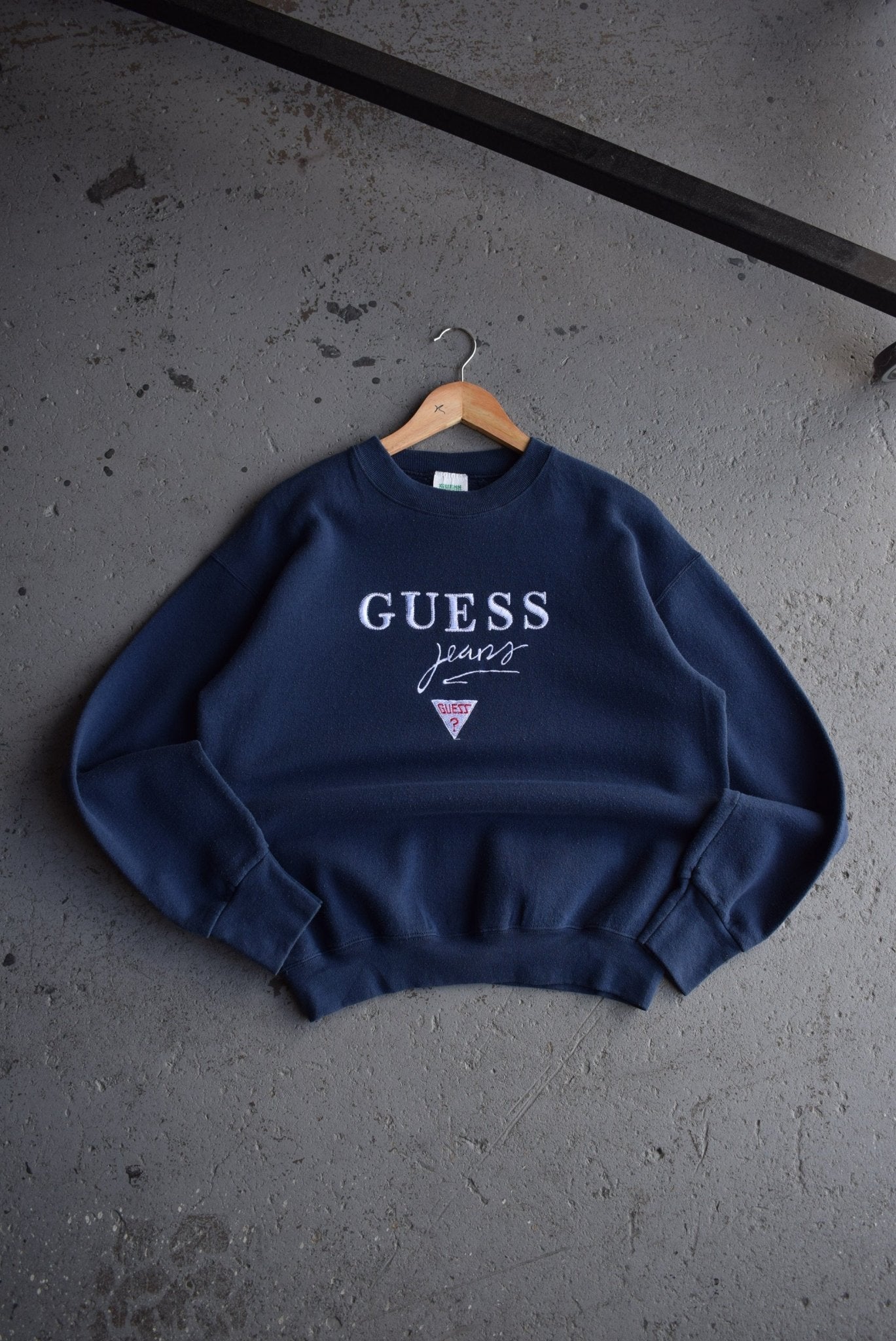 Vintage 90s Guess Jeans Spellout Embroidered Crewneck (S) - Retrospective Store