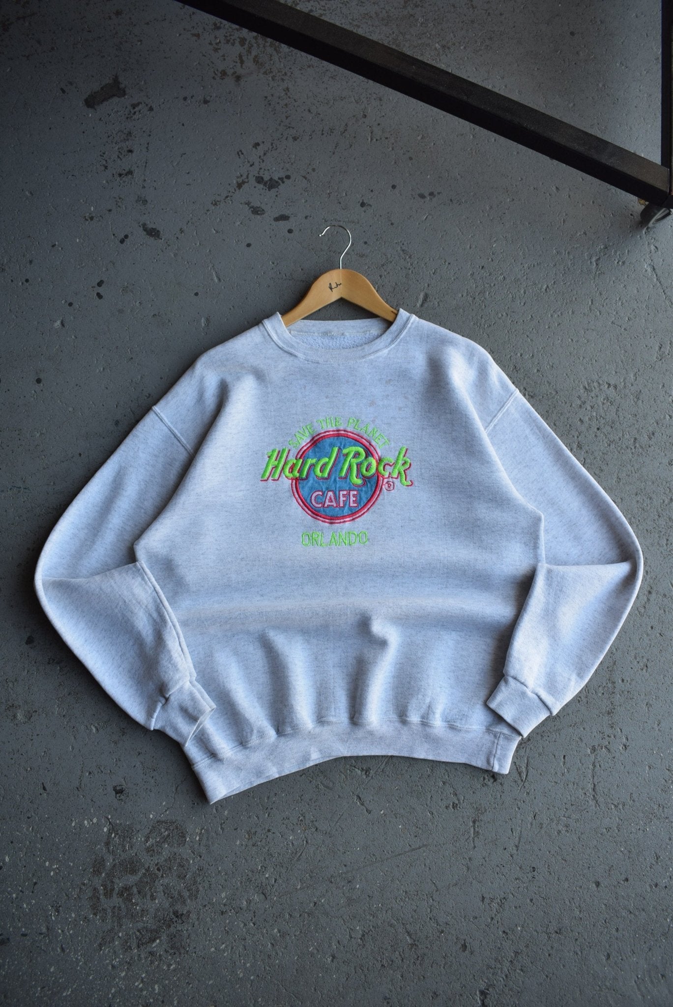 Vintage 90s Hard Rock Cafe Save The Planet Embroidered Crewneck (L) - Retrospective Store