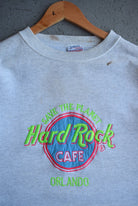 Vintage 90s Hard Rock Cafe Save The Planet Embroidered Crewneck (XL) - Retrospective Store