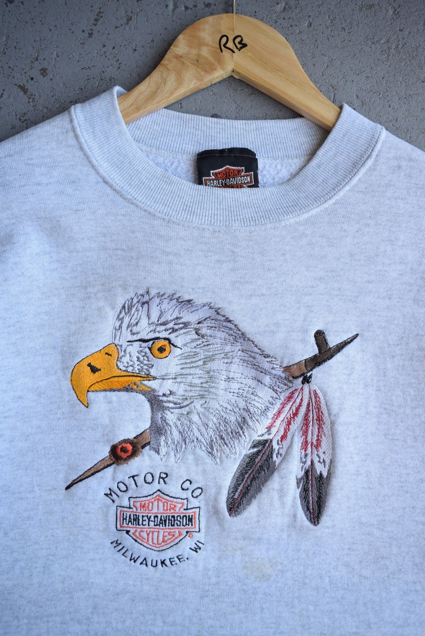 Vintage 90s Harley Davidson Embroidered Crewneck (L) - Retrospective Store