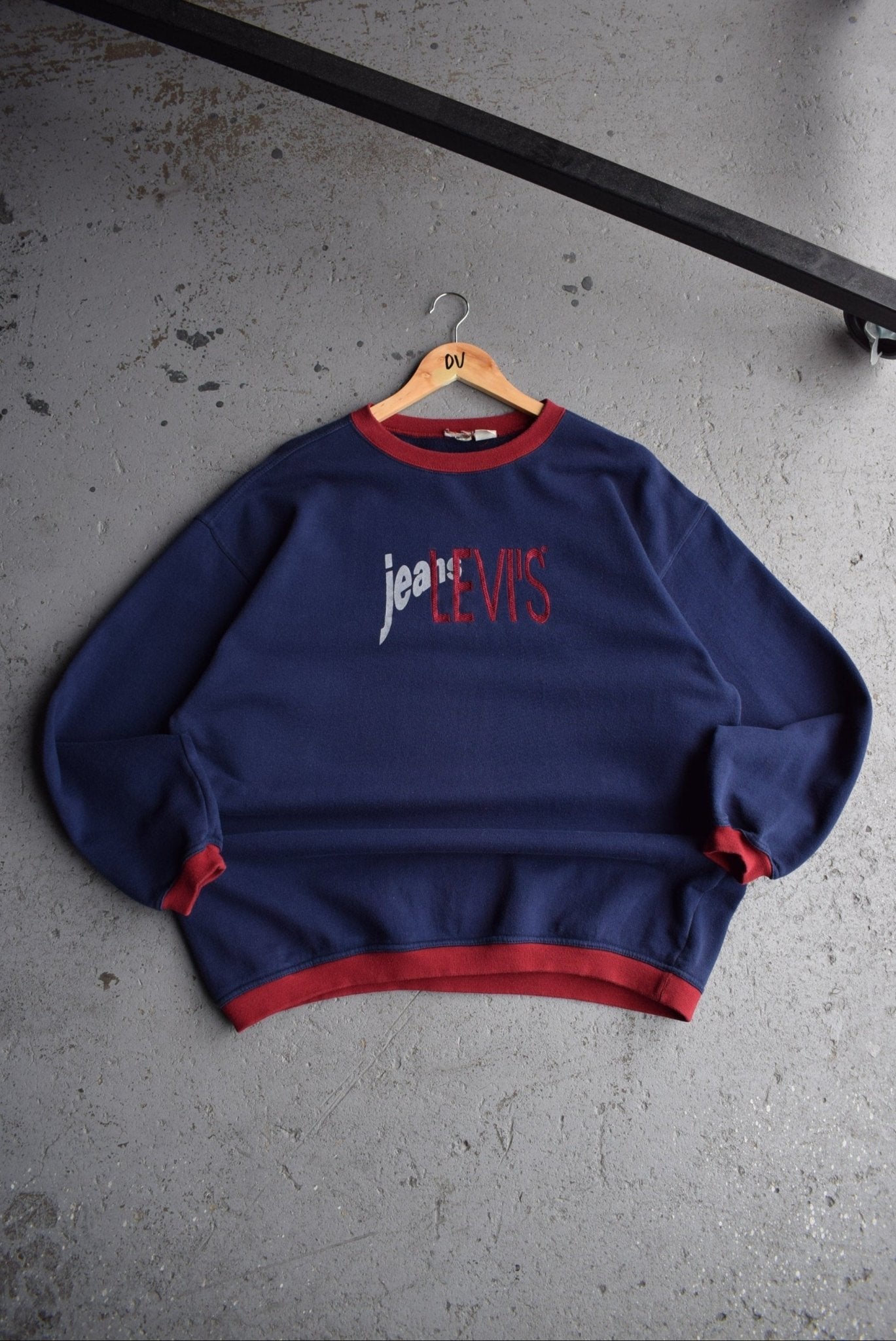 Vintage 90s Levi's Jeans Embroidered Spellout Crewneck (L) - Retrospective Store