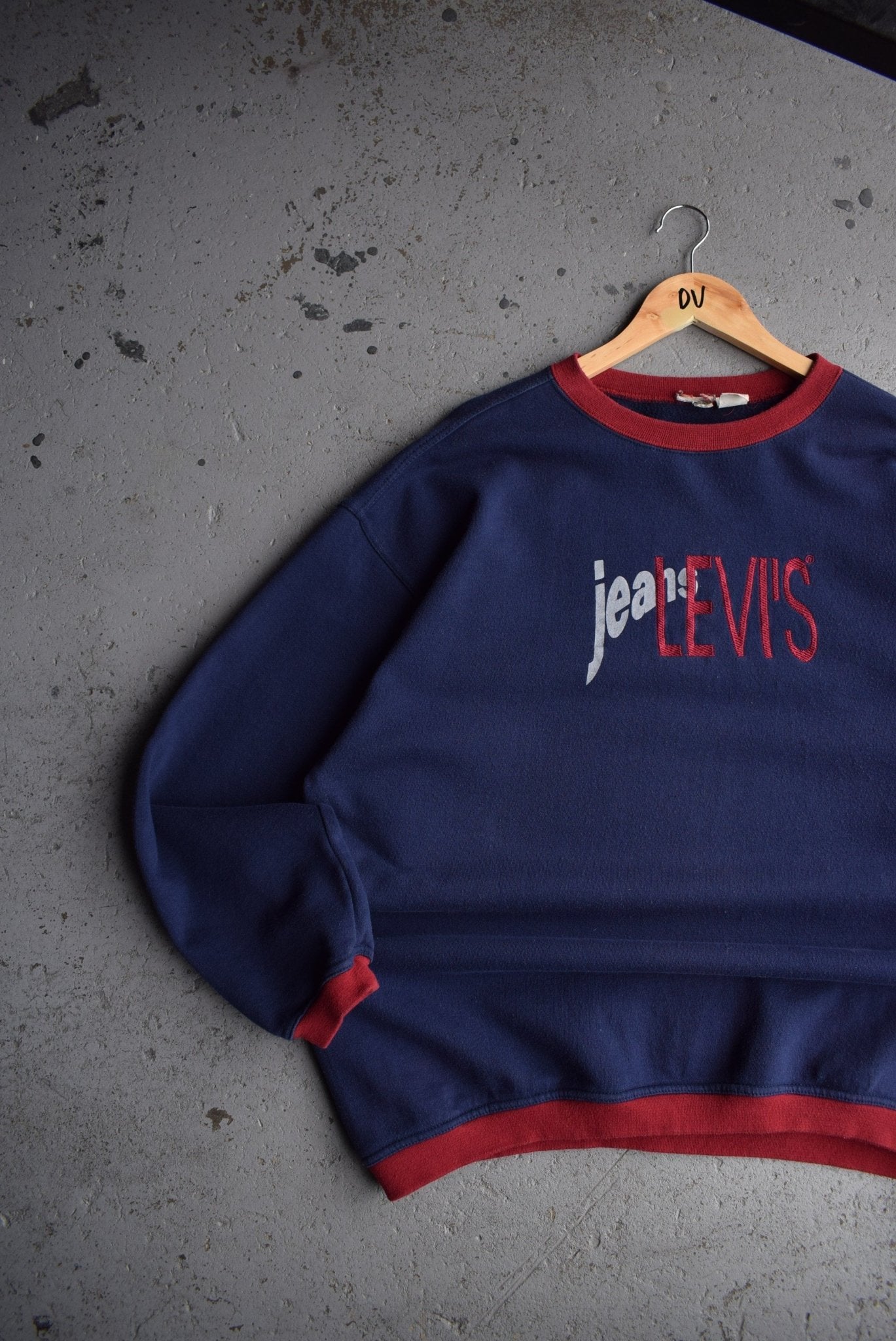 Vintage 90s Levi's Jeans Embroidered Spellout Crewneck (L) - Retrospective Store