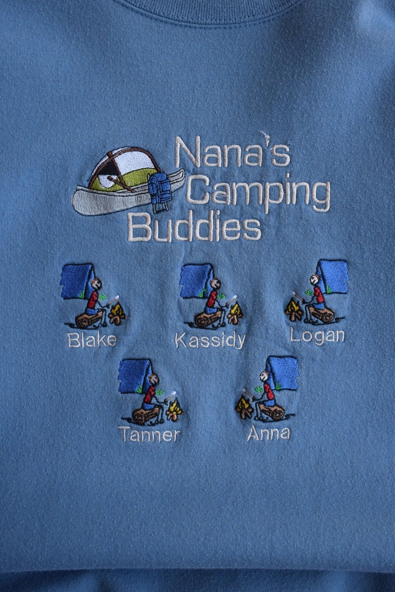 Vintage 90s Nana's Camping Buddies Embroidered Crewneck (L) - Retrospective Store