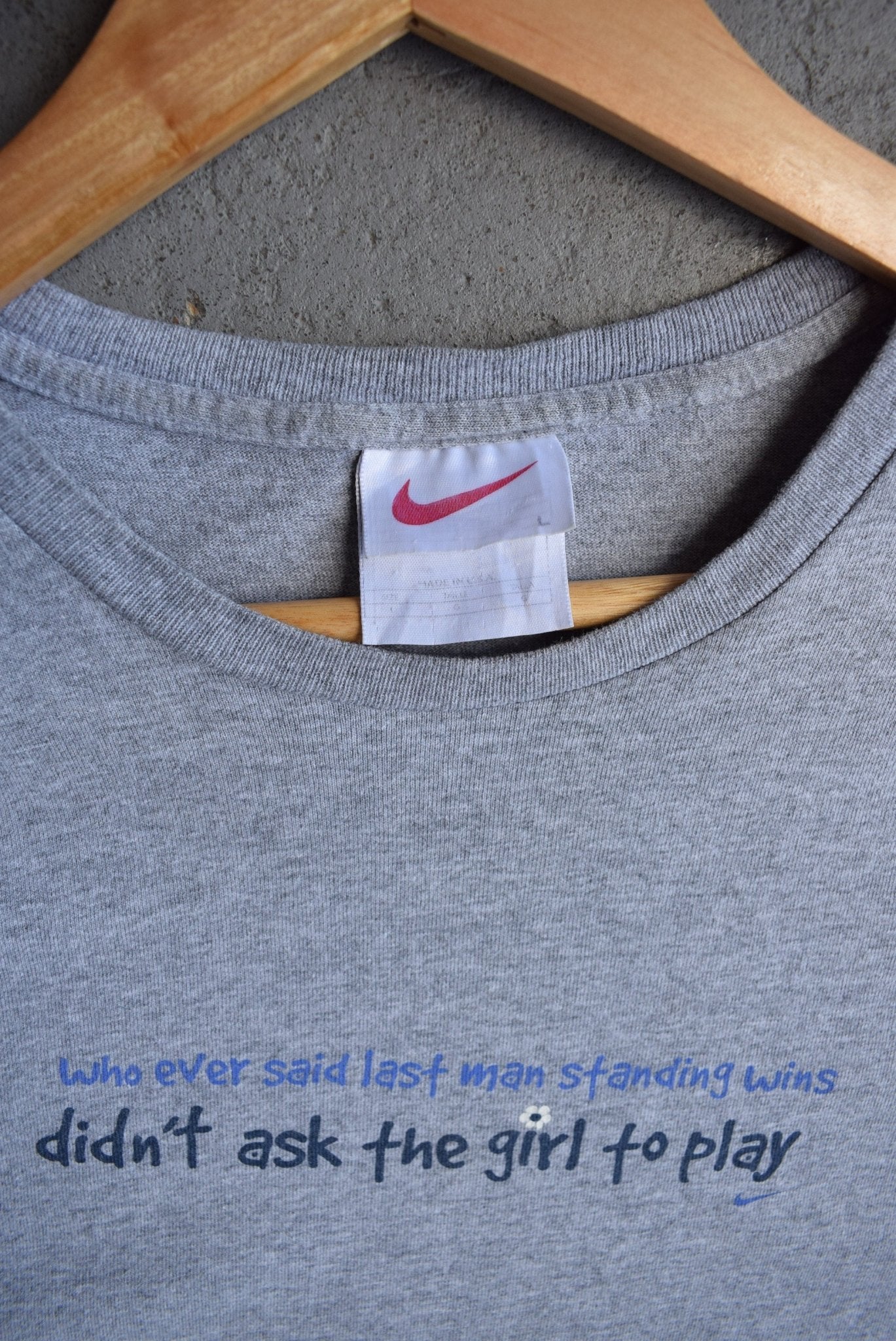Vintage 90s Nike 'Didn't Ask the Girl to Play' Tee (Women's L) - Retrospective Store