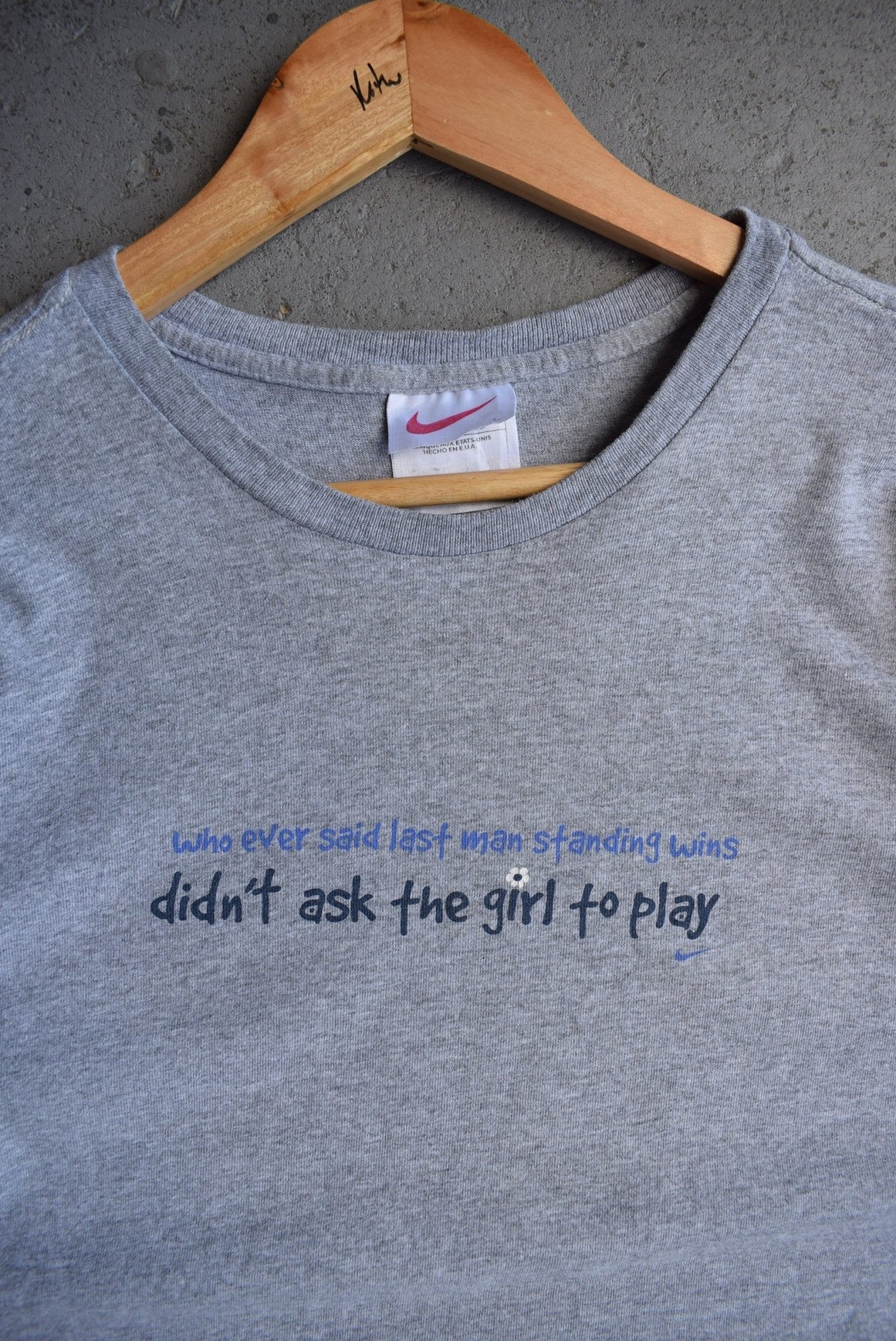 Vintage 90s Nike 'Didn't Ask the Girl to Play' Tee (Women's L) - Retrospective Store