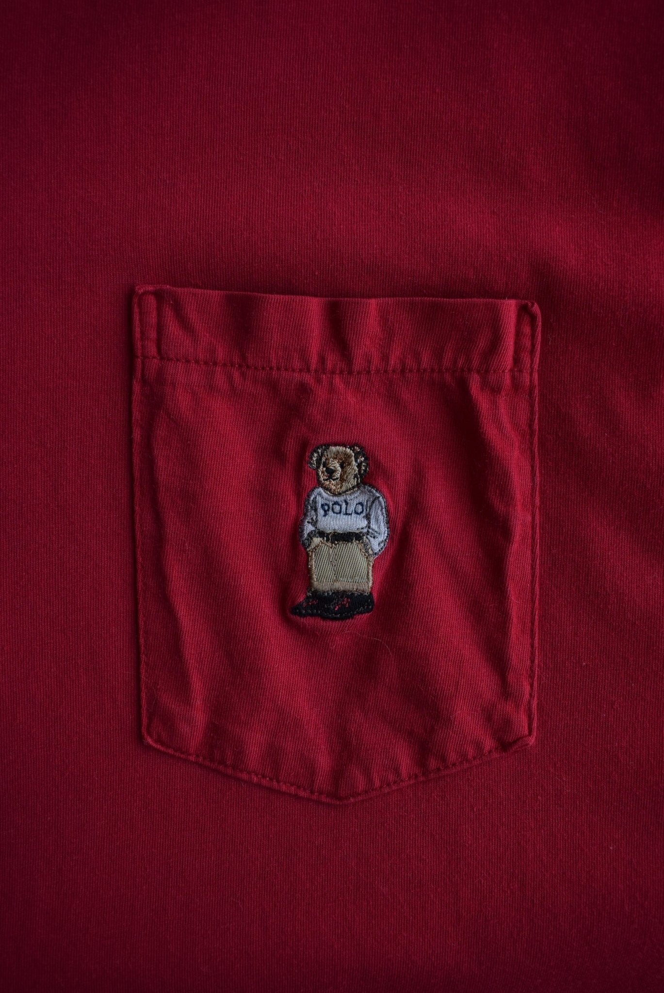 Vintage 90s Ralph Lauren Polo Bear Embroidered Long Sleeve Pocket Tee (XXL) - Retrospective Store