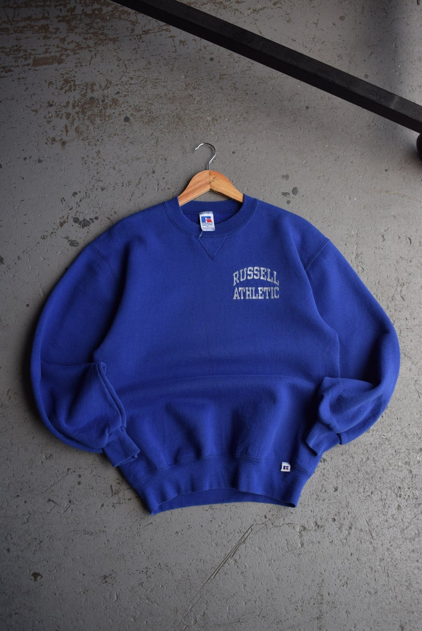 Vintage 90s Russell Athletic Embroidered Spellout Crewneck (M) - Retrospective Store
