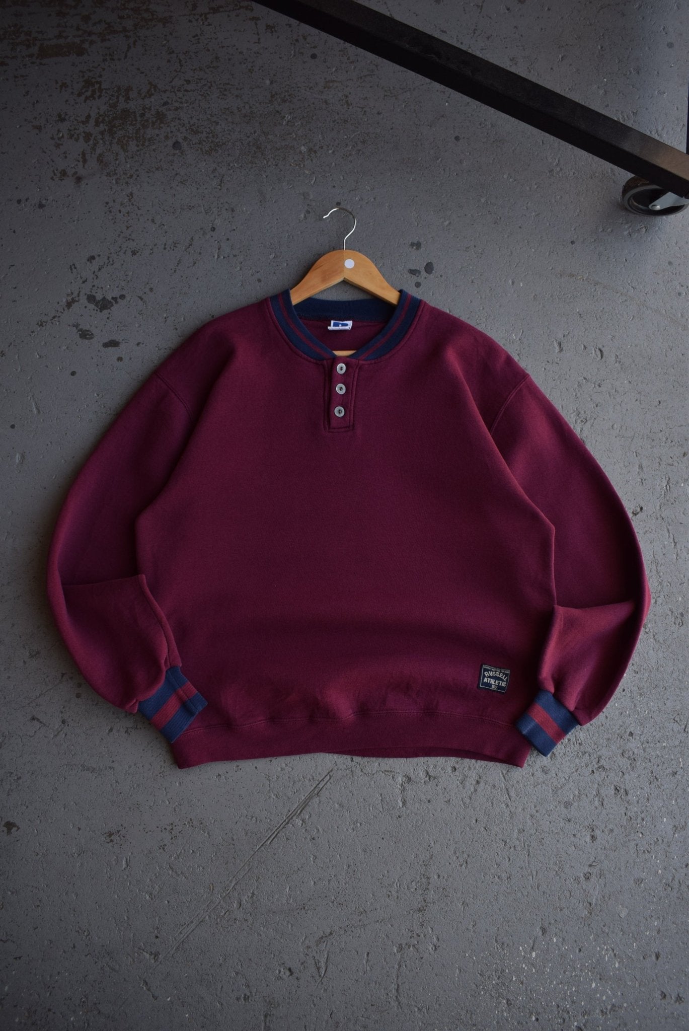 Vintage 90s Russell Athletic Quarter Button Sweater (M/L) - Retrospective Store