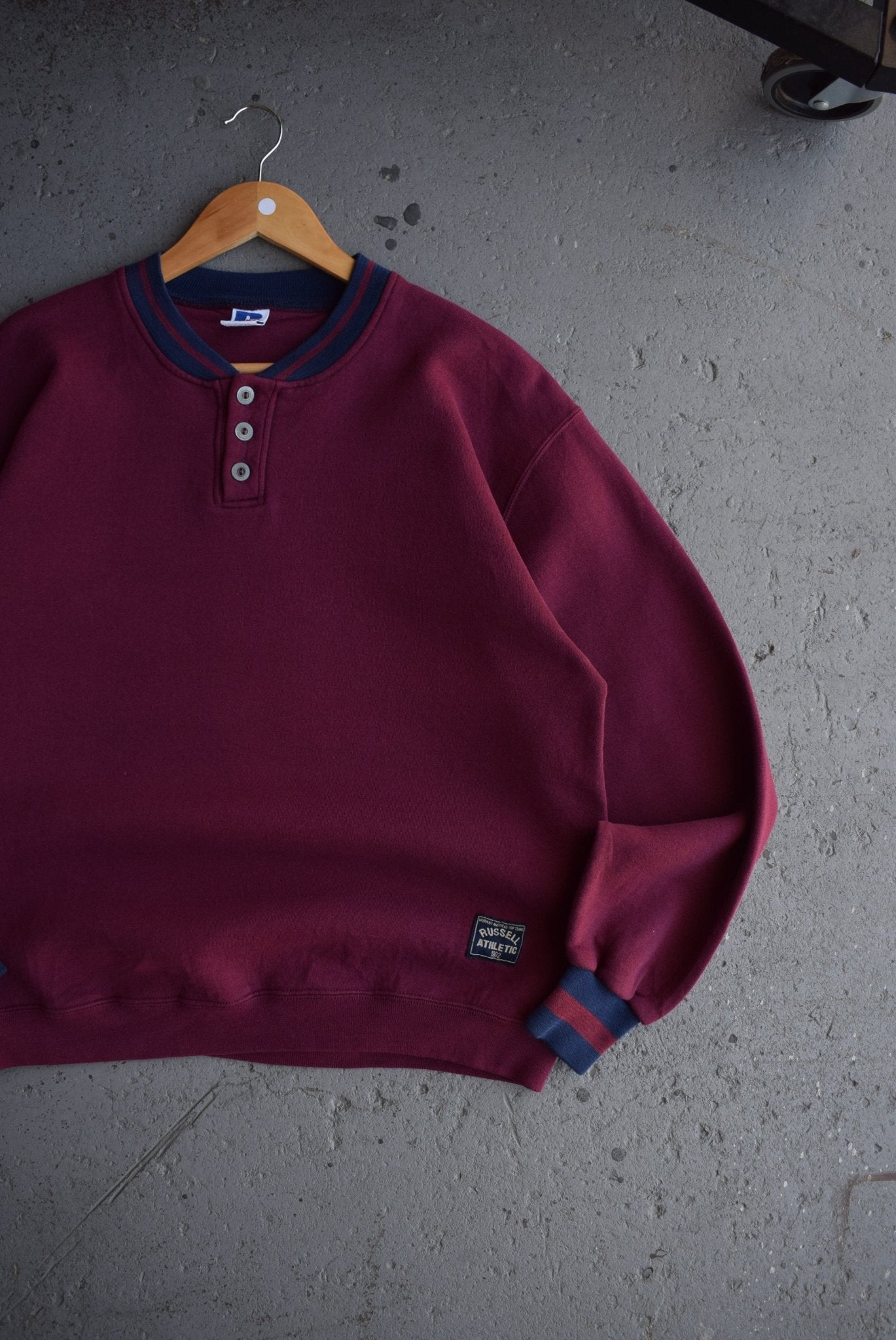 Vintage 90s Russell Athletic Quarter Button Sweater (M/L) - Retrospective Store