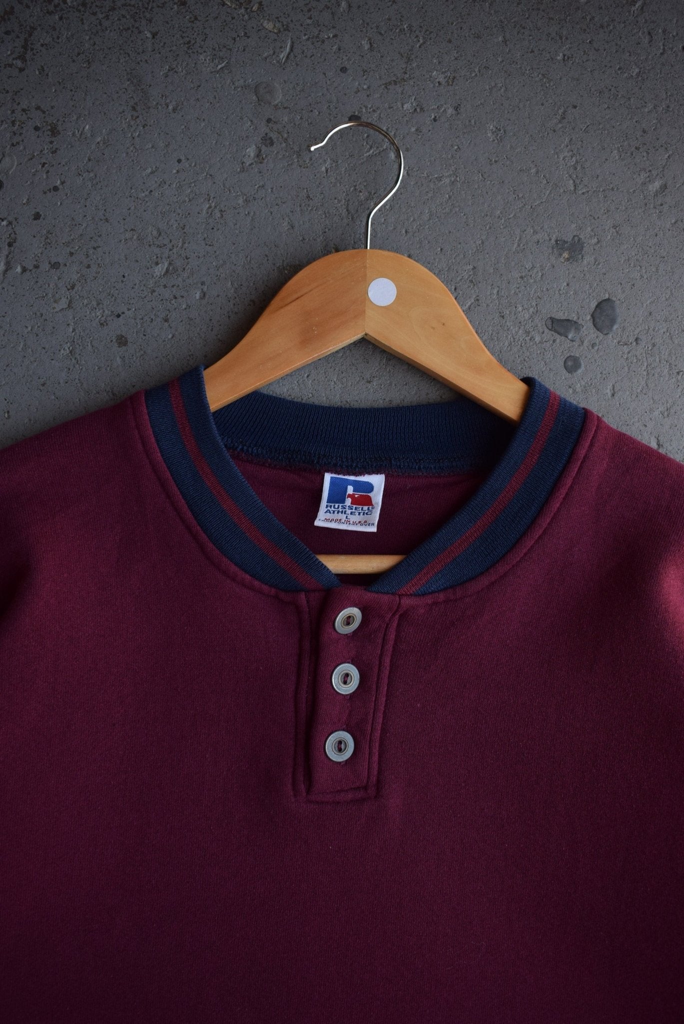 Vintage 90s Russell Athletic Quarter Button Sweater (M/L) - Retrospective Store